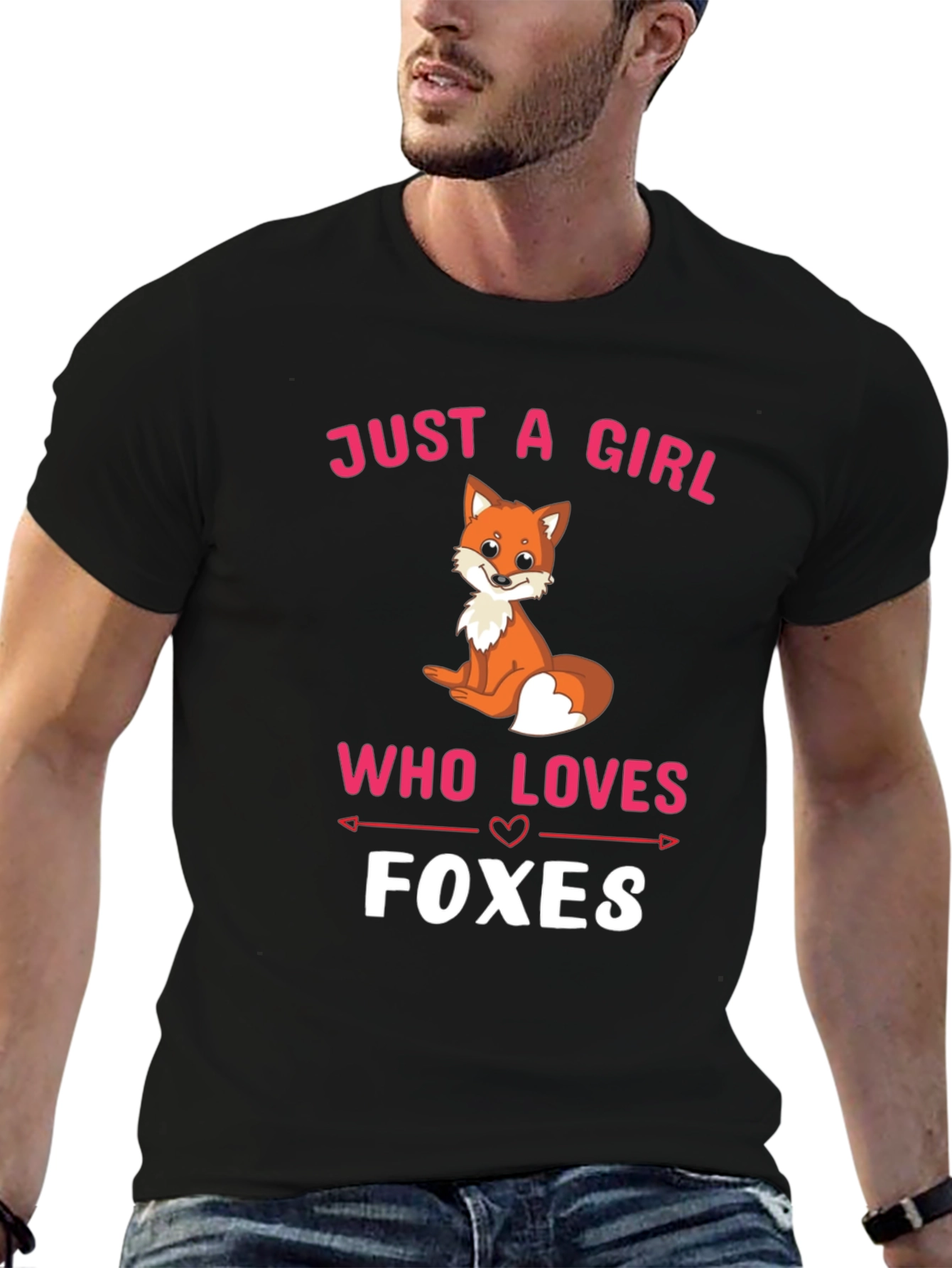 Just a Girl Who Loves Foxes Black T-Shirt