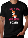 Just a Girl Who Loves Foxes Black T-Shirt
