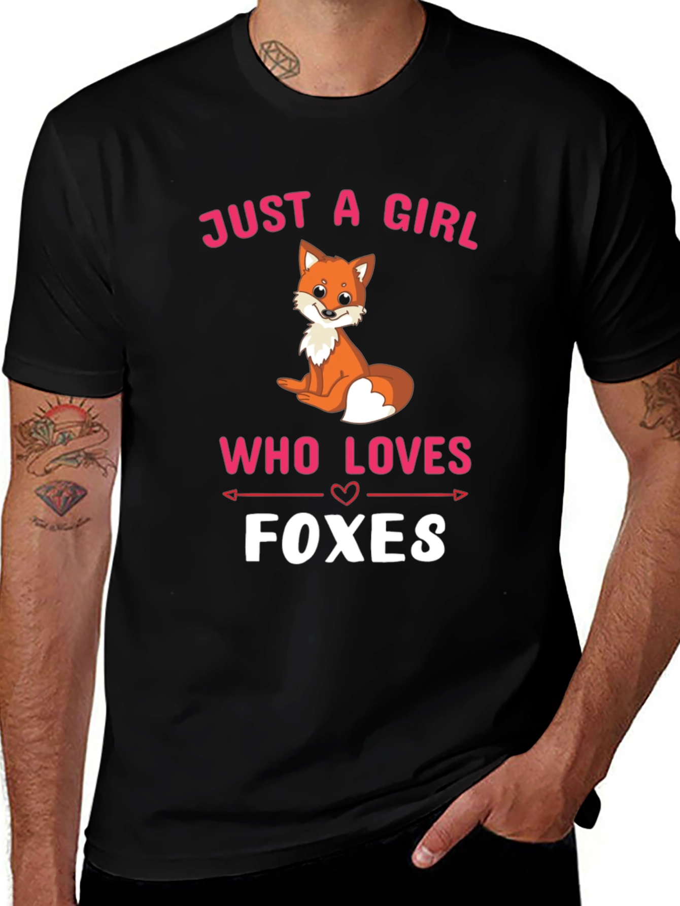 Just a Girl Who Loves Foxes Black T-Shirt