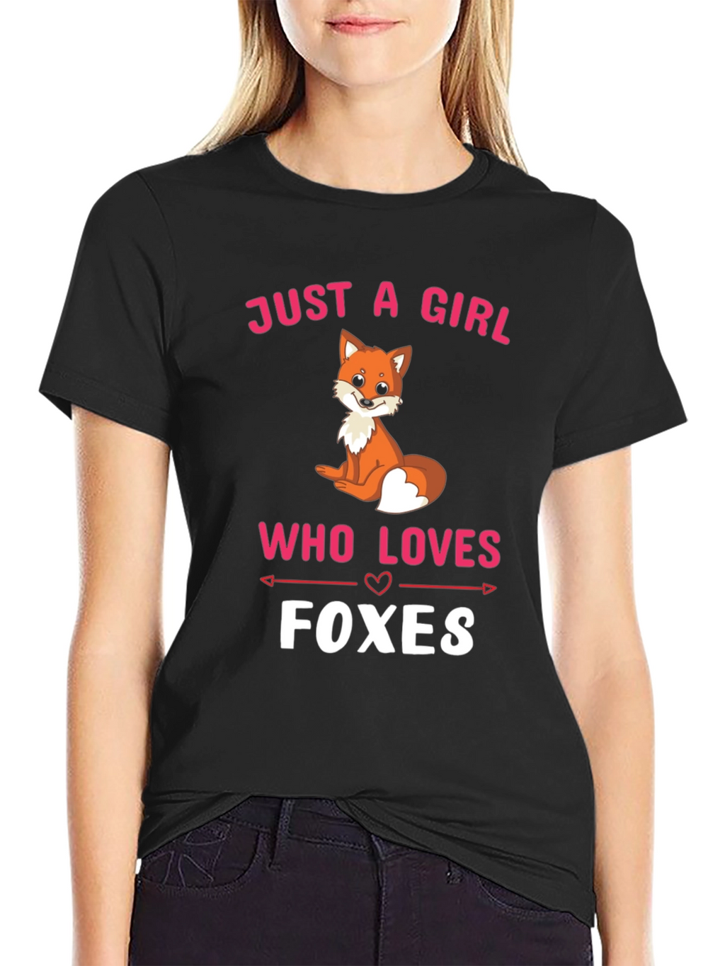Just a Girl Who Loves Foxes Black T-Shirt