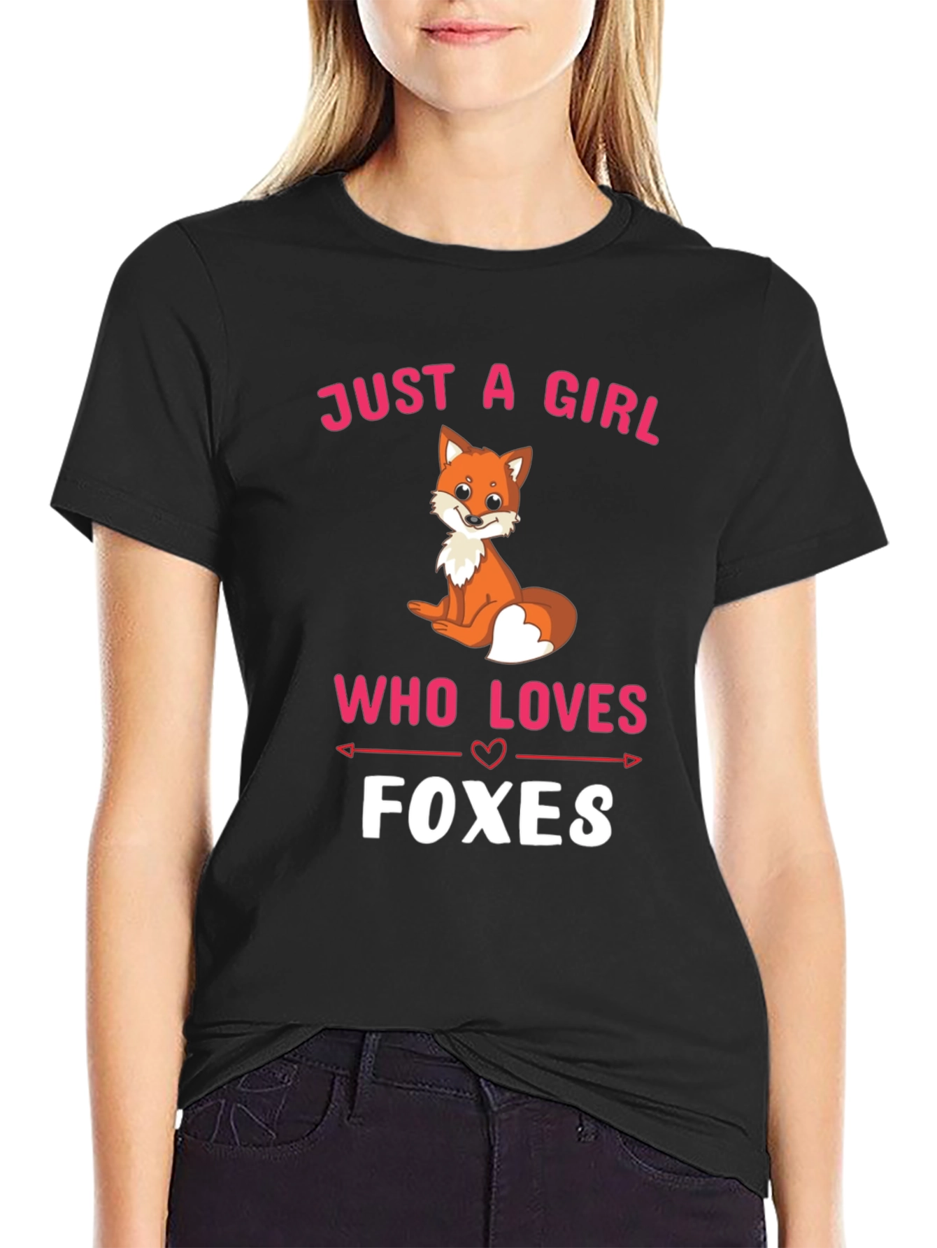 Just a Girl Who Loves Foxes Black T-Shirt