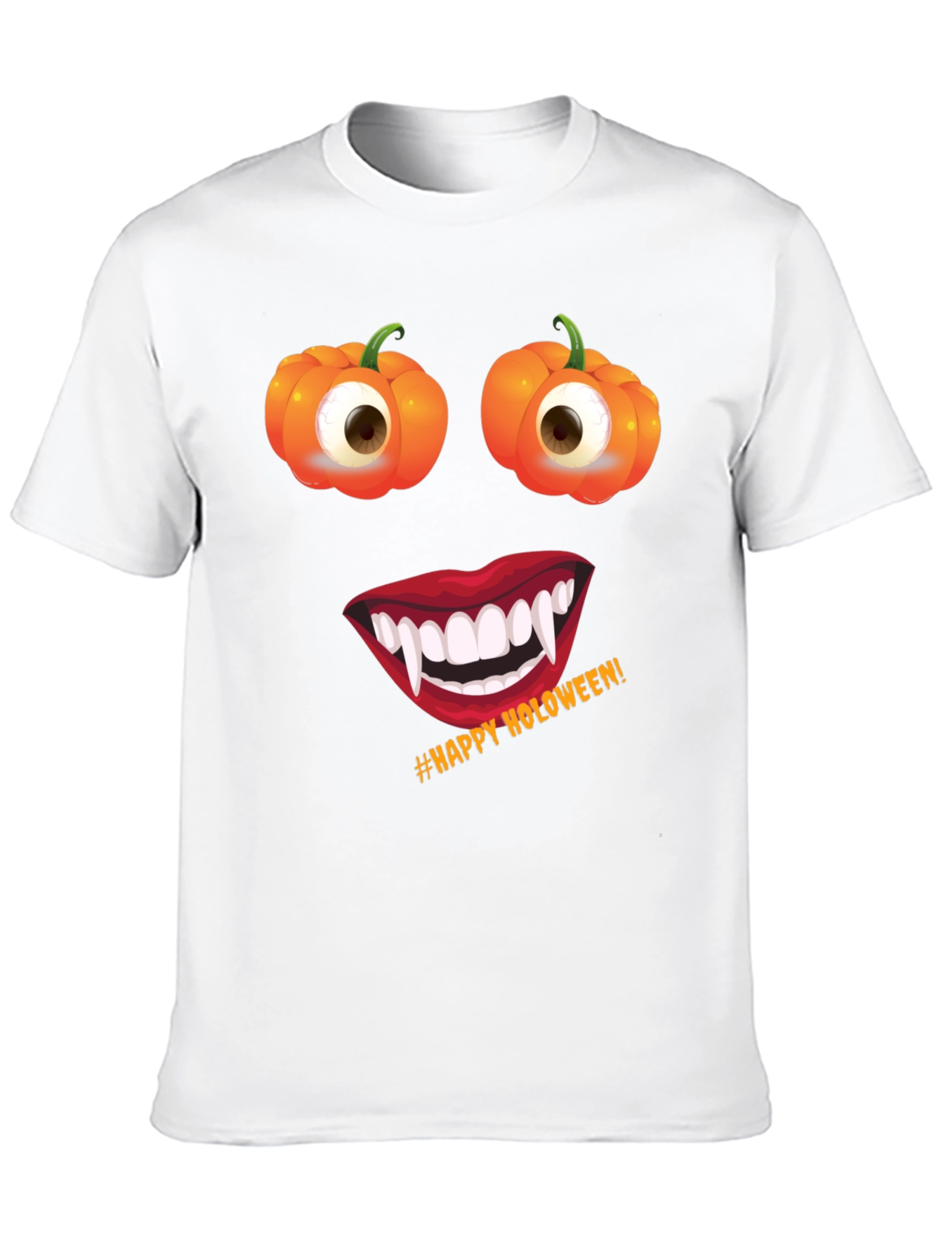Halloween Face T-Shirt: Pumpkin Eyes Vampire Smile Tee