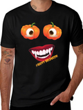Halloween Face T-Shirt: Pumpkin Eyes Vampire Smile Tee