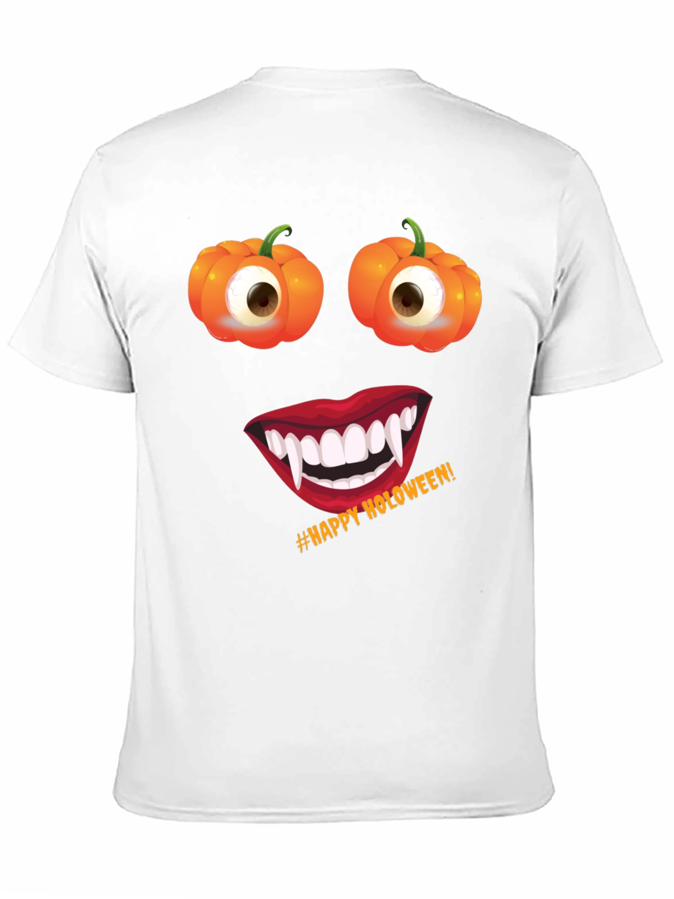 Halloween Face T-Shirt: Pumpkin Eyes Vampire Smile Tee