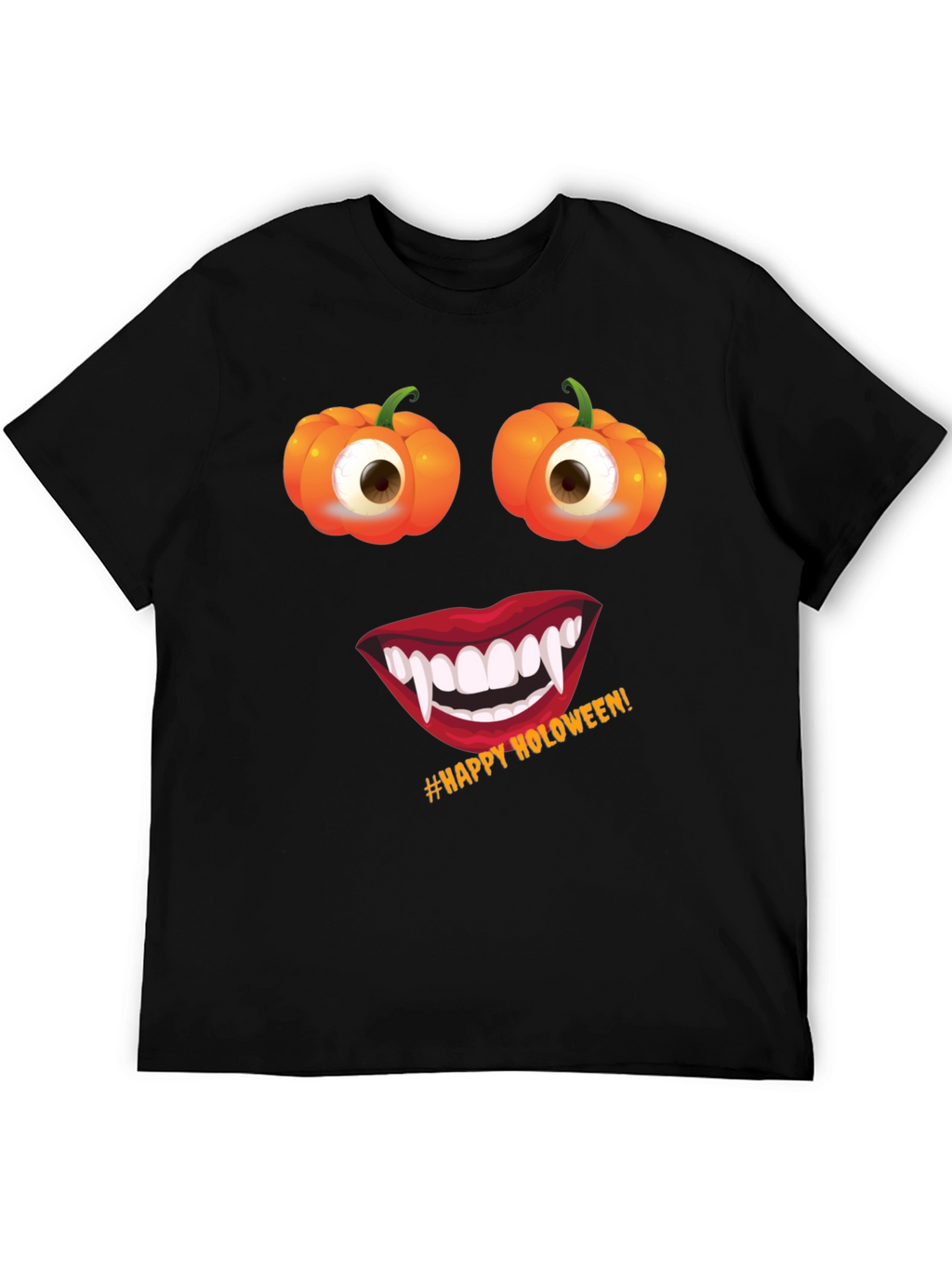 Halloween Face T-Shirt: Pumpkin Eyes Vampire Smile Tee