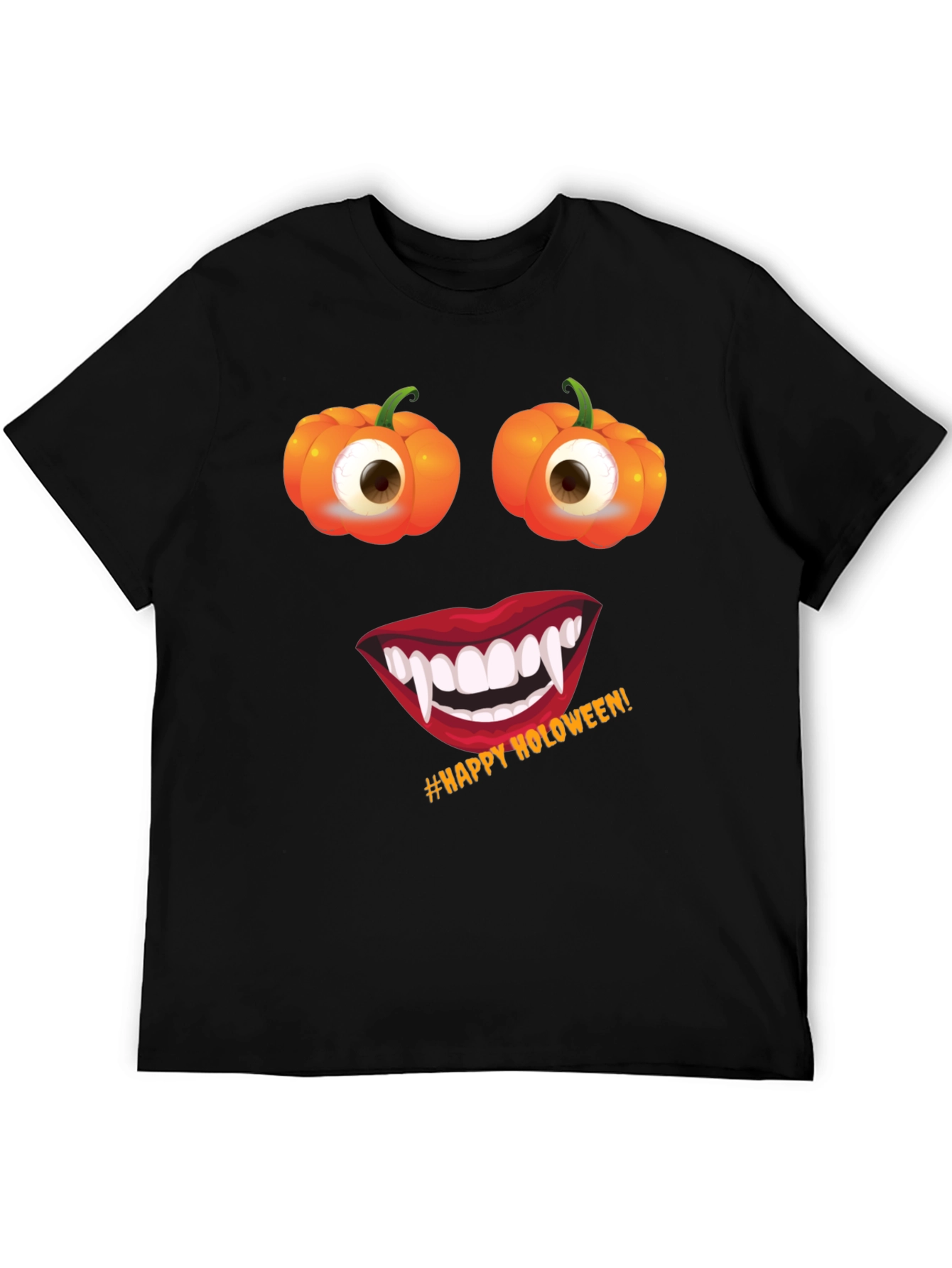 Halloween Face T-Shirt: Pumpkin Eyes Vampire Smile Tee
