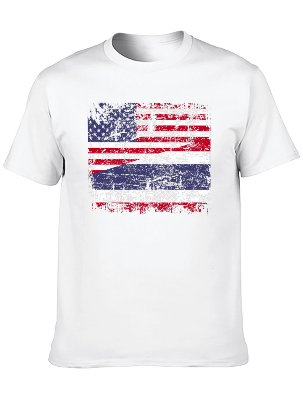 USA Thailand Flag Graphic Tee - Distressed Print T-Shirt