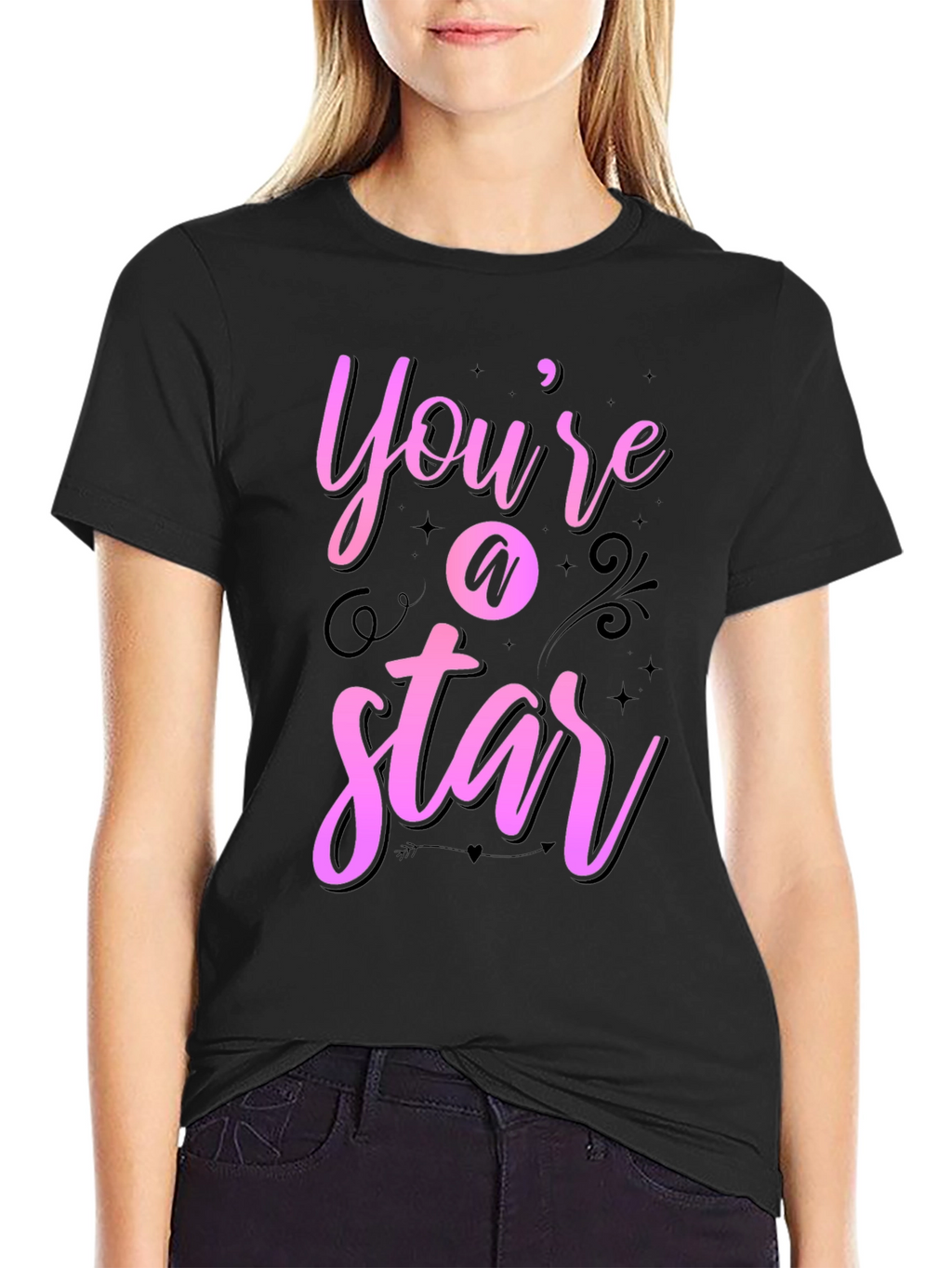 Youre A Star Graphic Tee - Black Casual Shirt