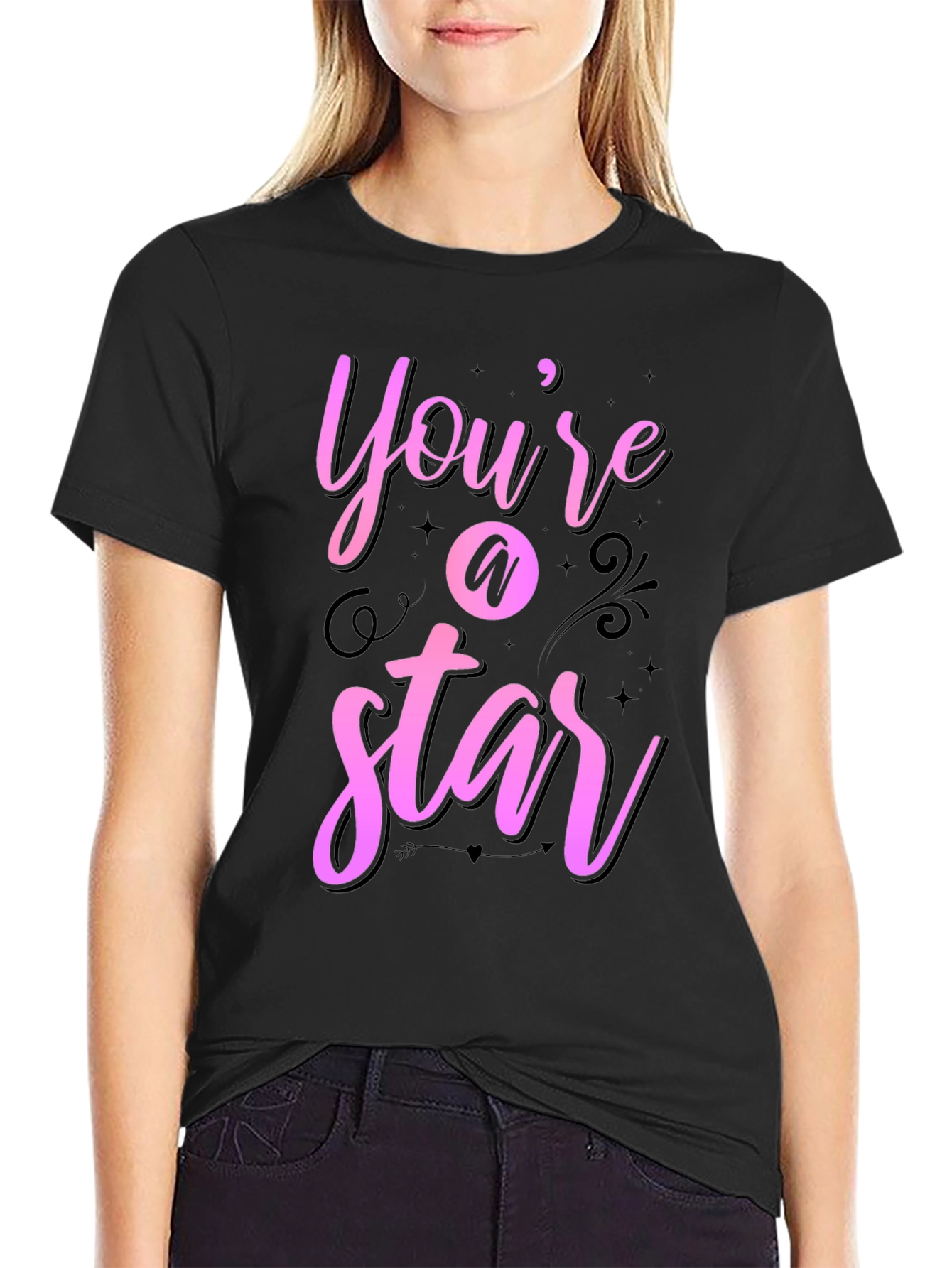 Youre A Star Graphic Tee - Black Casual Shirt