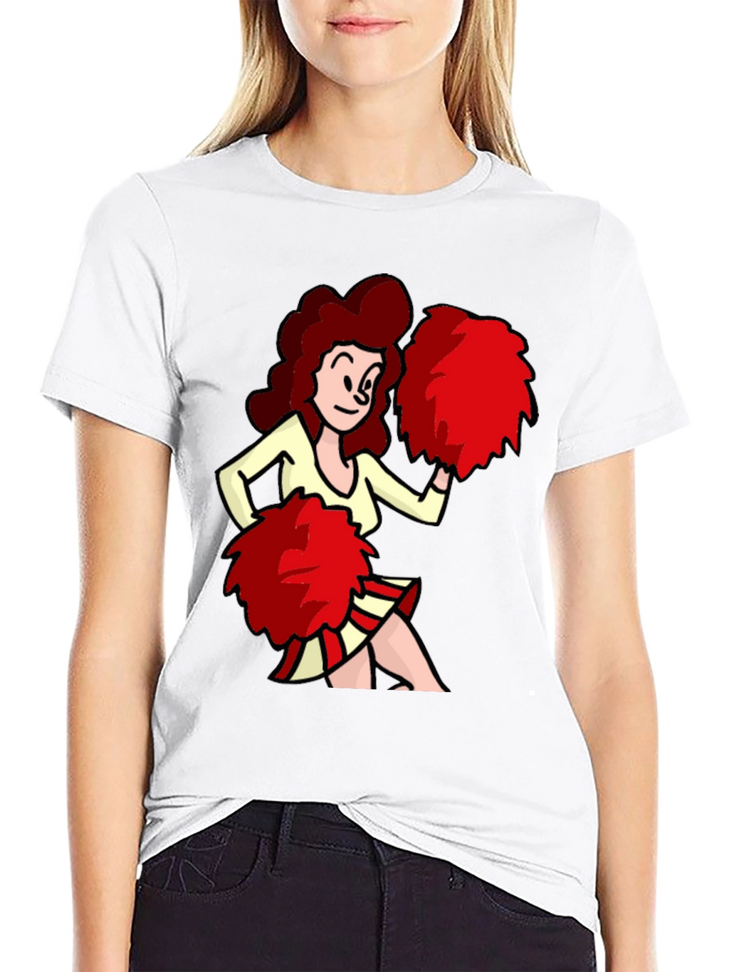 Cartoon Cheerleader Graphic T-Shirt
