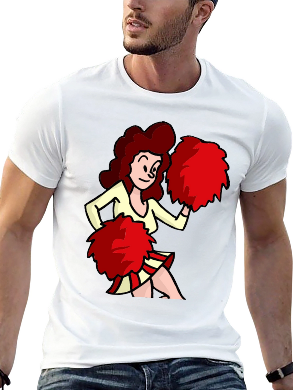 Cartoon Cheerleader Graphic T-Shirt