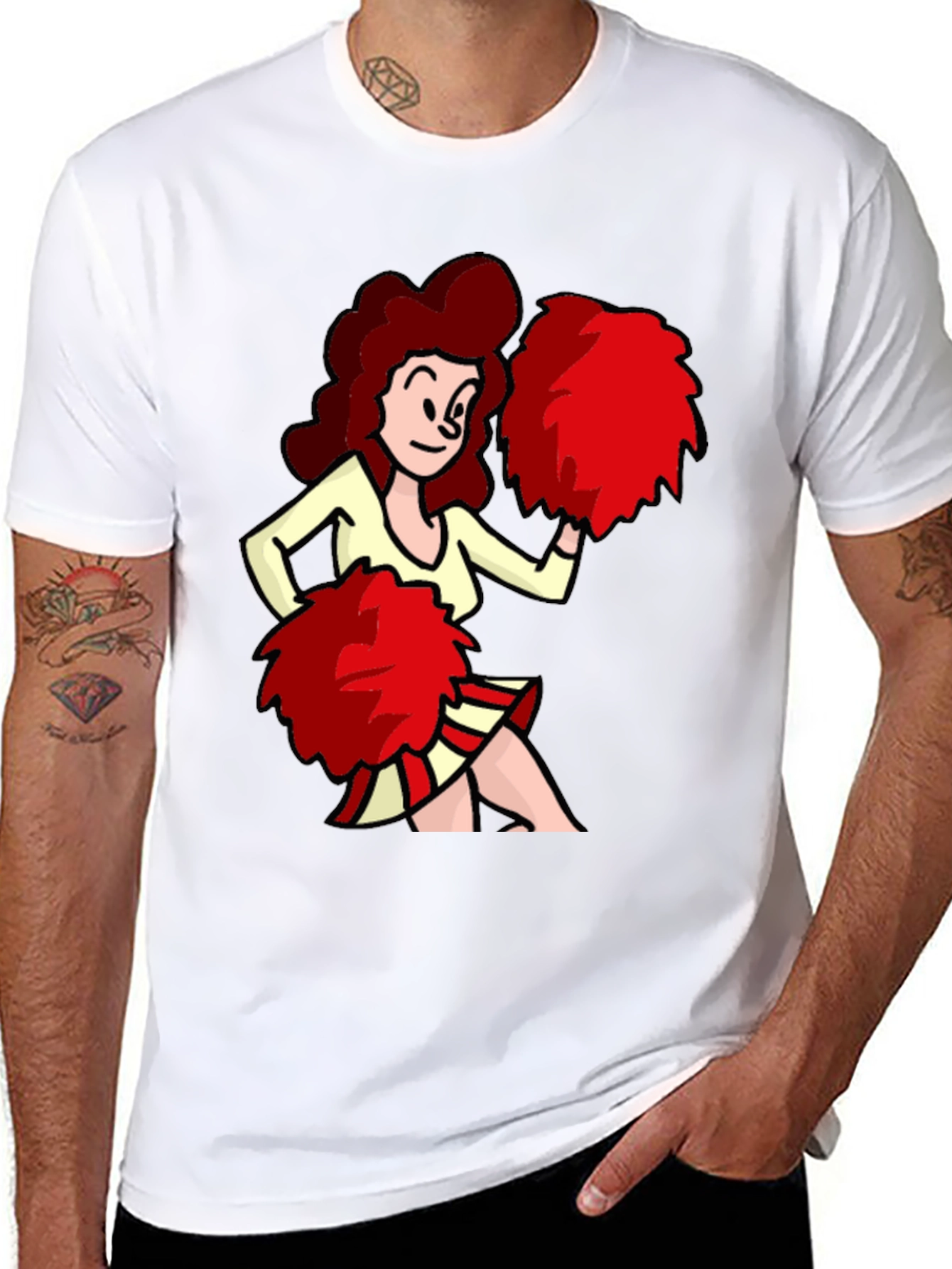 Cartoon Cheerleader Graphic T-Shirt