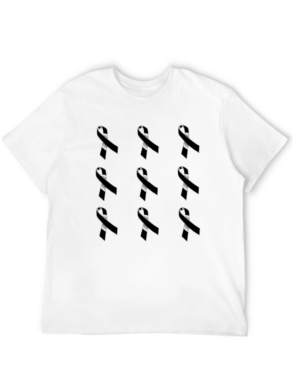 Ribbon Pattern Black Crewneck T-Shirt