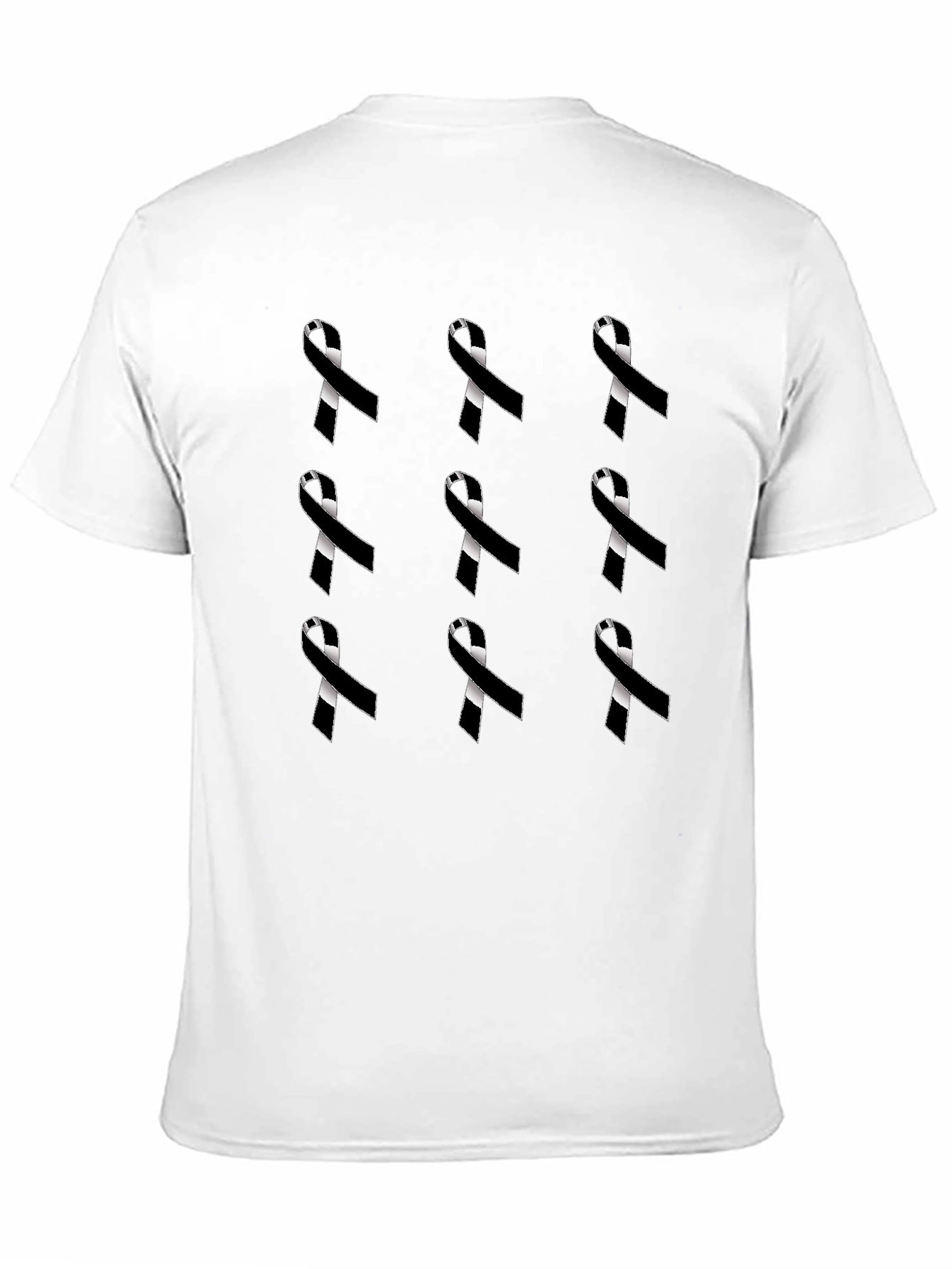 Ribbon Pattern Black Crewneck T-Shirt
