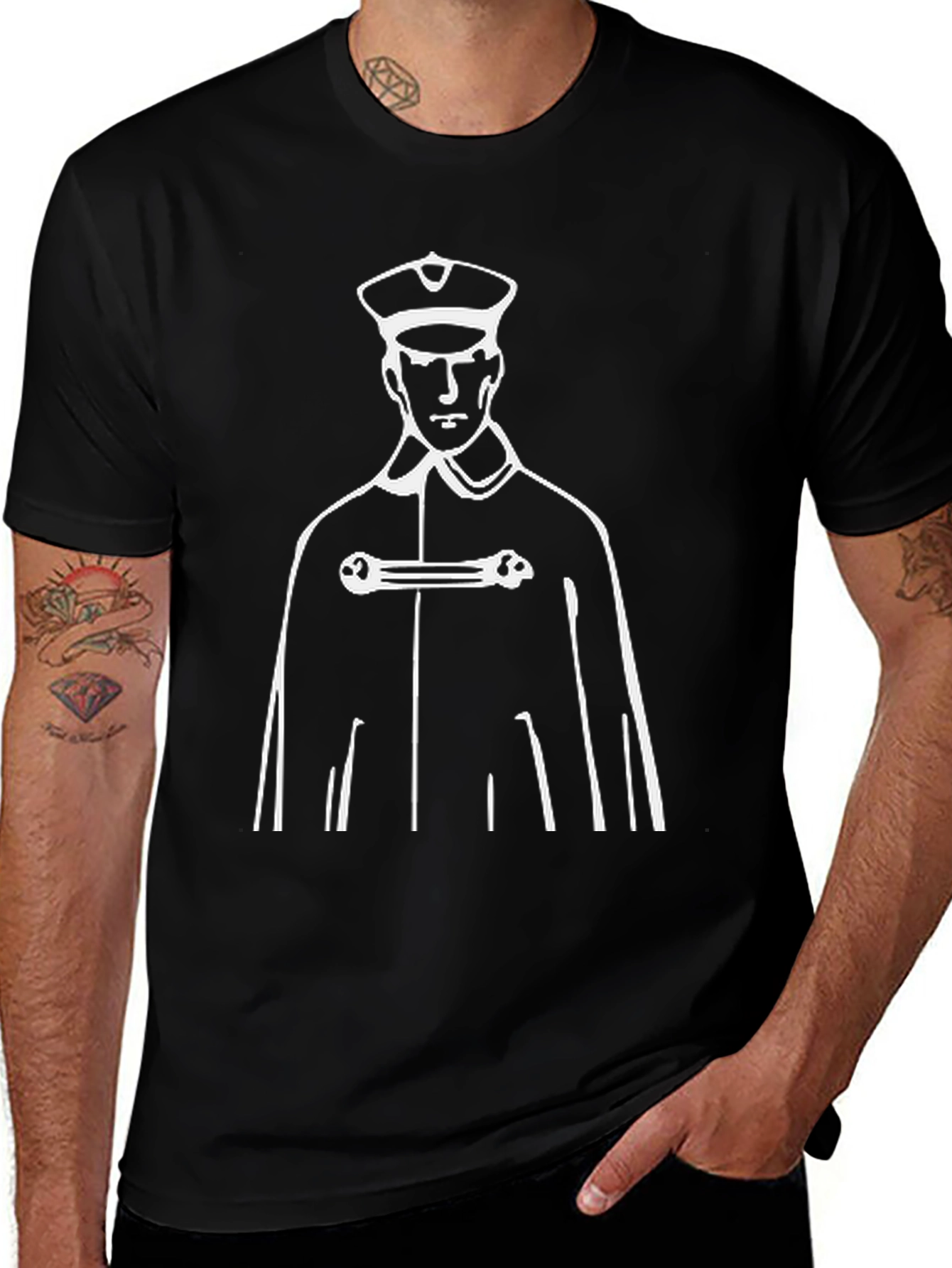 Retro Graphic Tee - Captain Silhouette Black T-Shirt