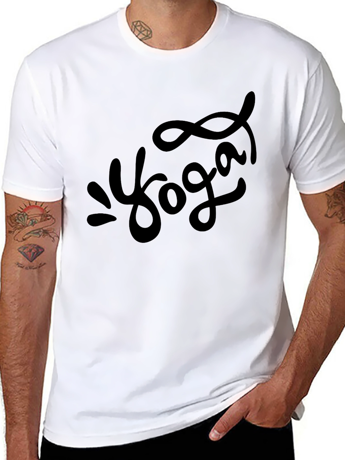 Yoga Graphic Print Black T-Shirt