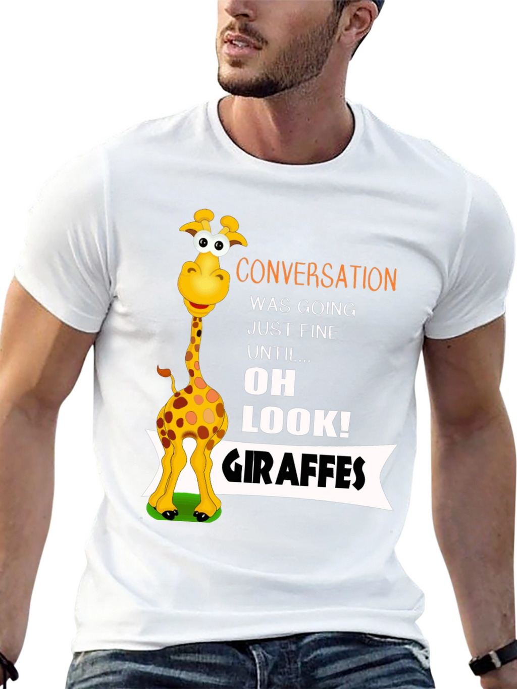 Conversation Giraffe T-Shirt Funny Animal Tee