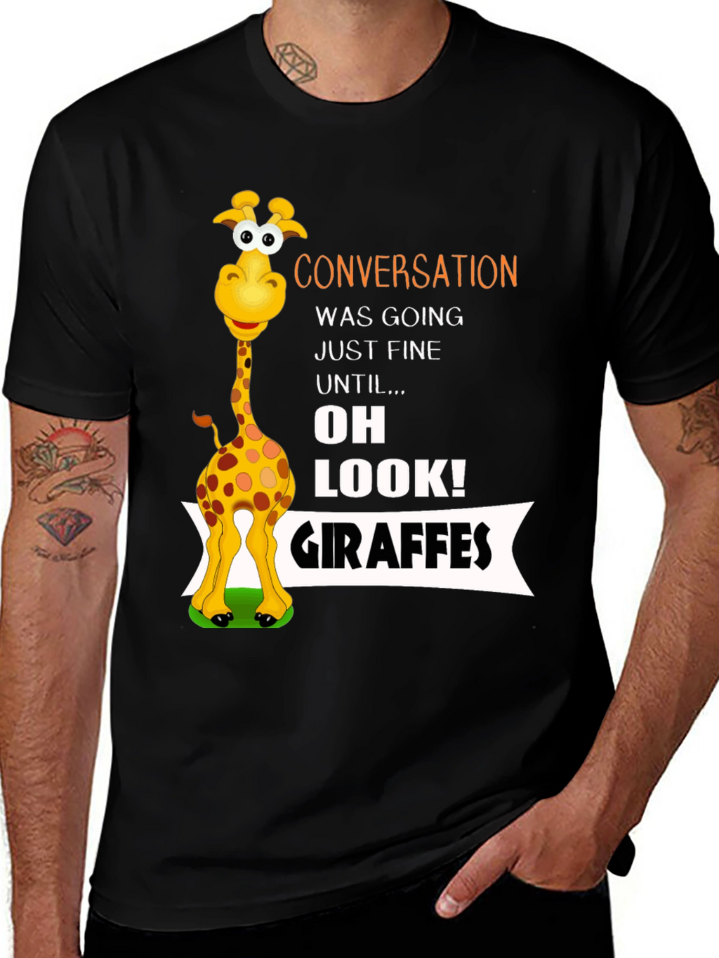 Conversation Giraffe T-Shirt Funny Animal Tee