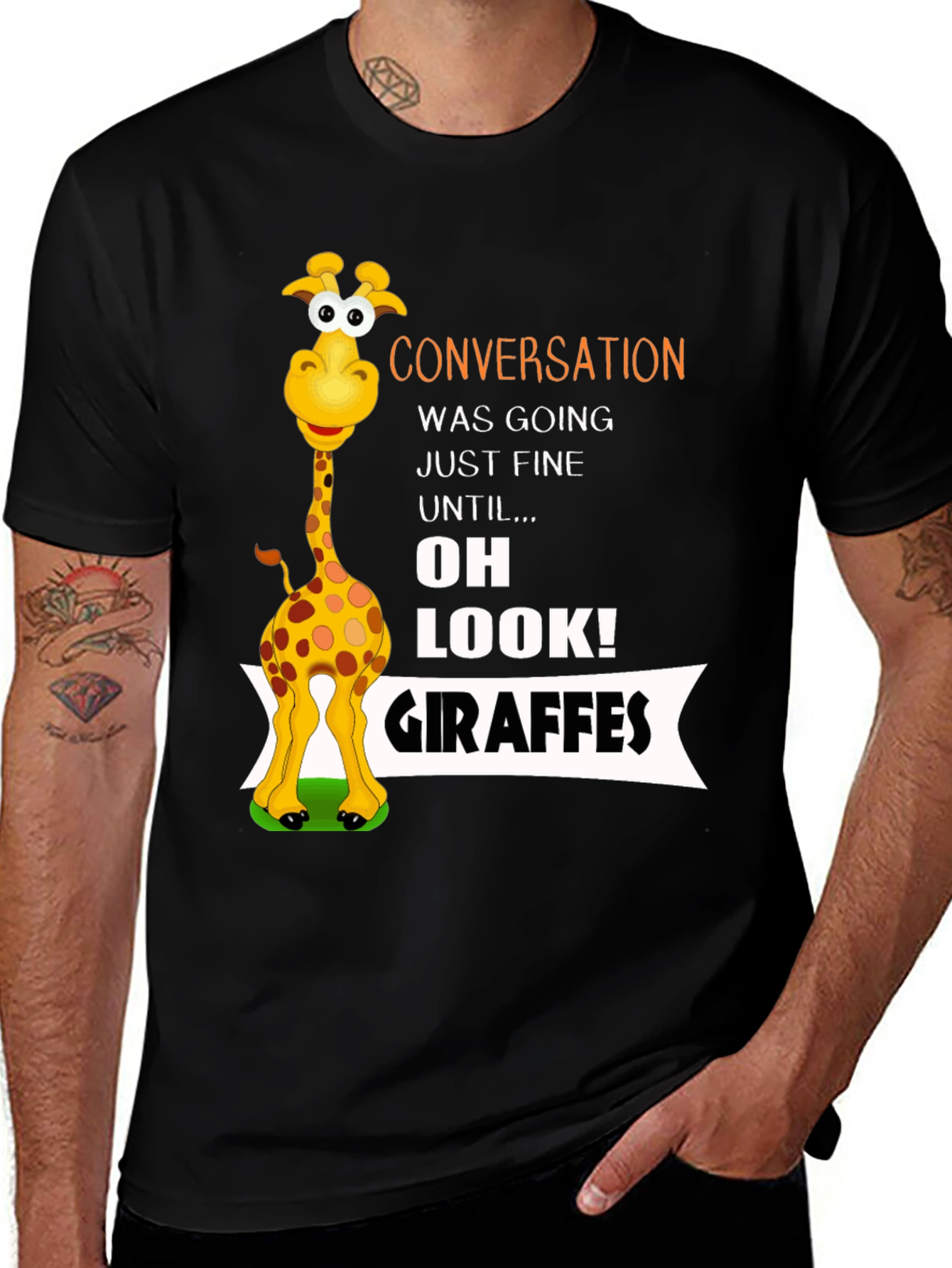 Conversation Giraffe T-Shirt Funny Animal Tee