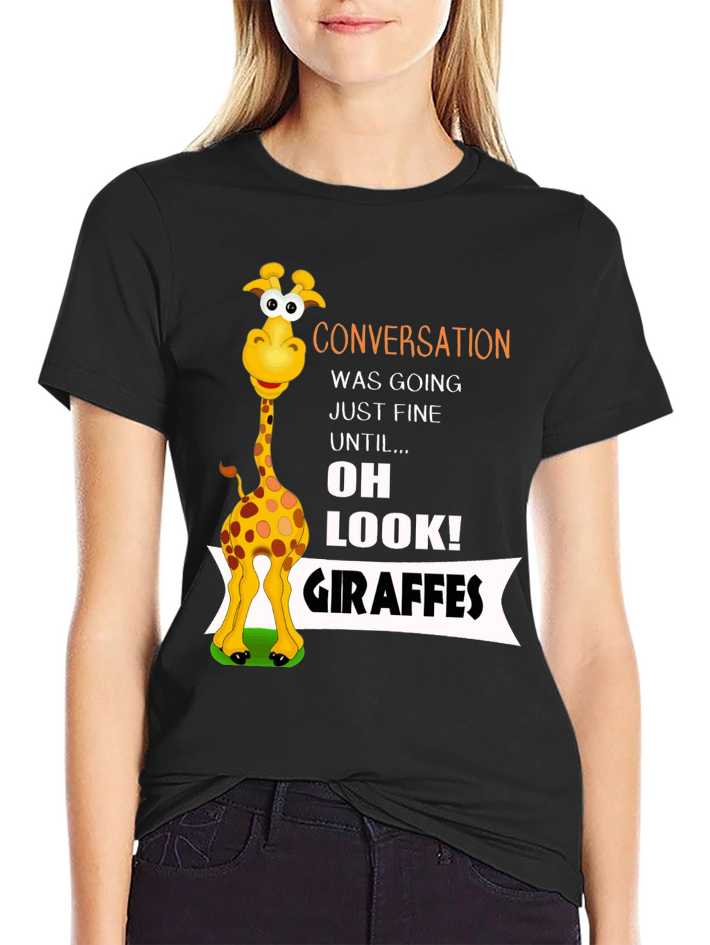 Conversation Giraffe T-Shirt Funny Animal Tee