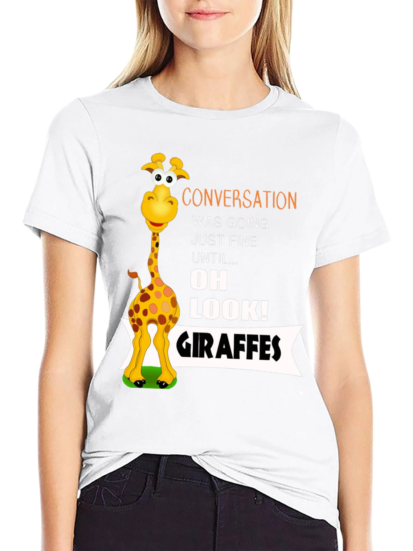Conversation Giraffe T-Shirt Funny Animal Tee