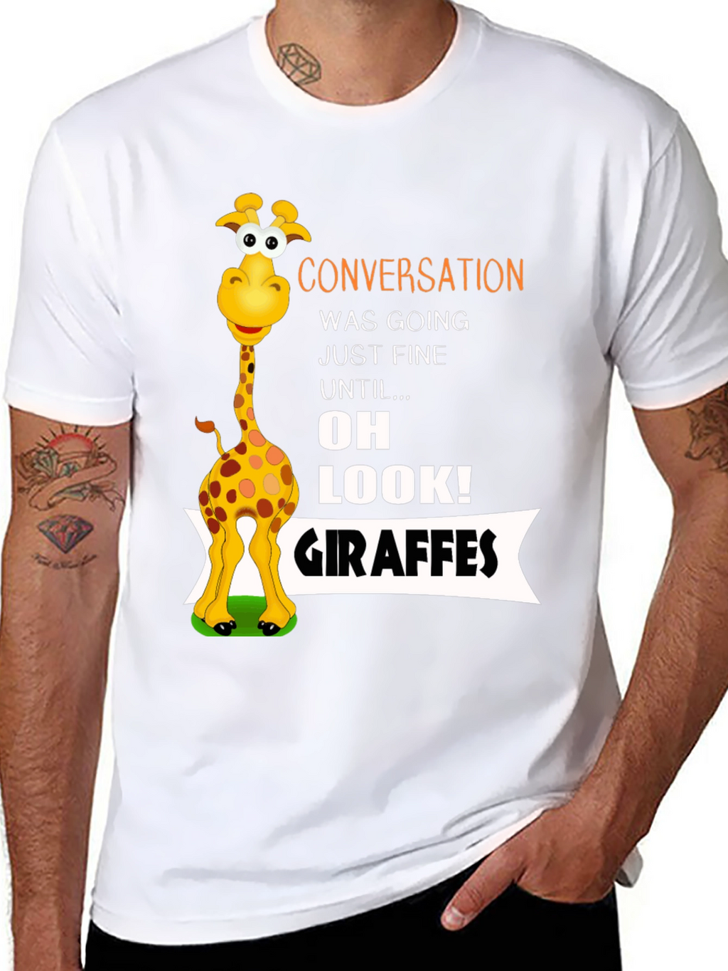 Conversation Giraffe T-Shirt Funny Animal Tee