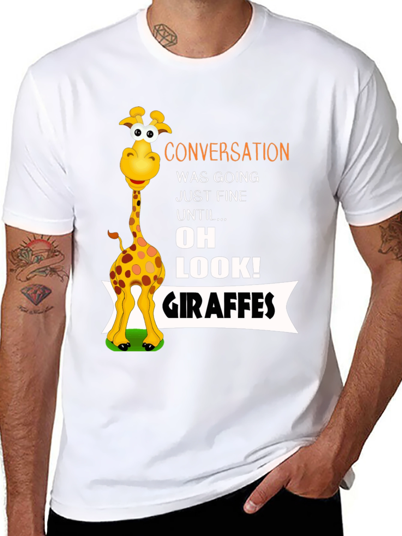 Conversation Giraffe T-Shirt Funny Animal Tee