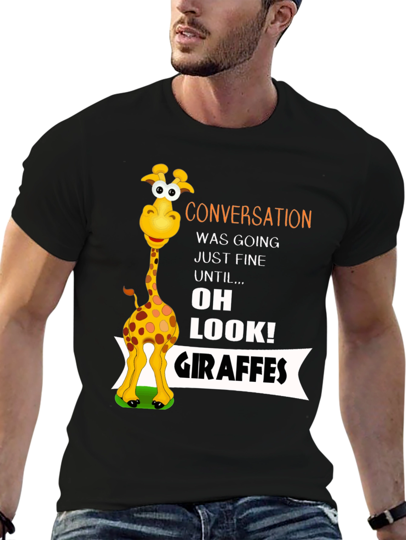 Conversation Giraffe T-Shirt Funny Animal Tee