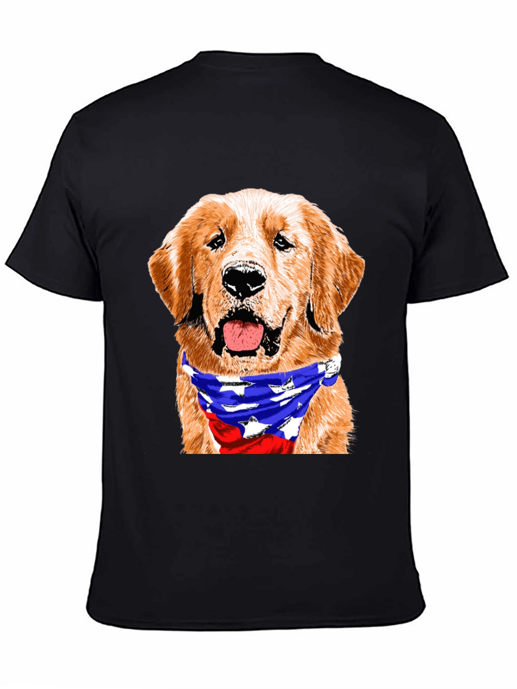 Golden Retriever American Flag Bandana T-Shirt