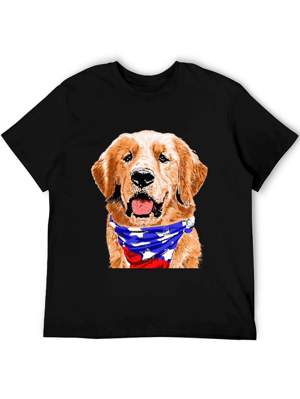 Golden Retriever American Flag Bandana T-Shirt