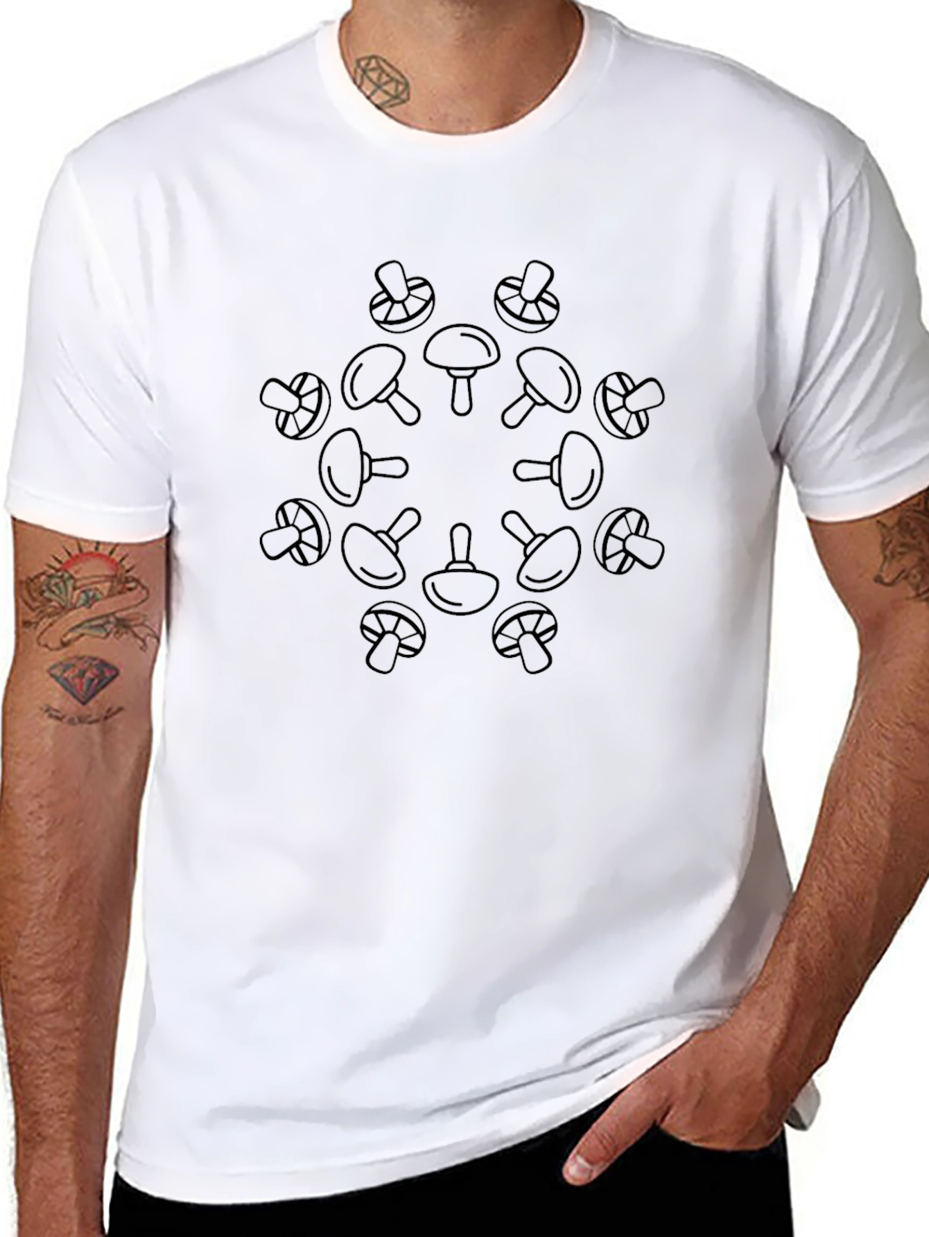 Mushroom Mandala Graphic Tee - Black