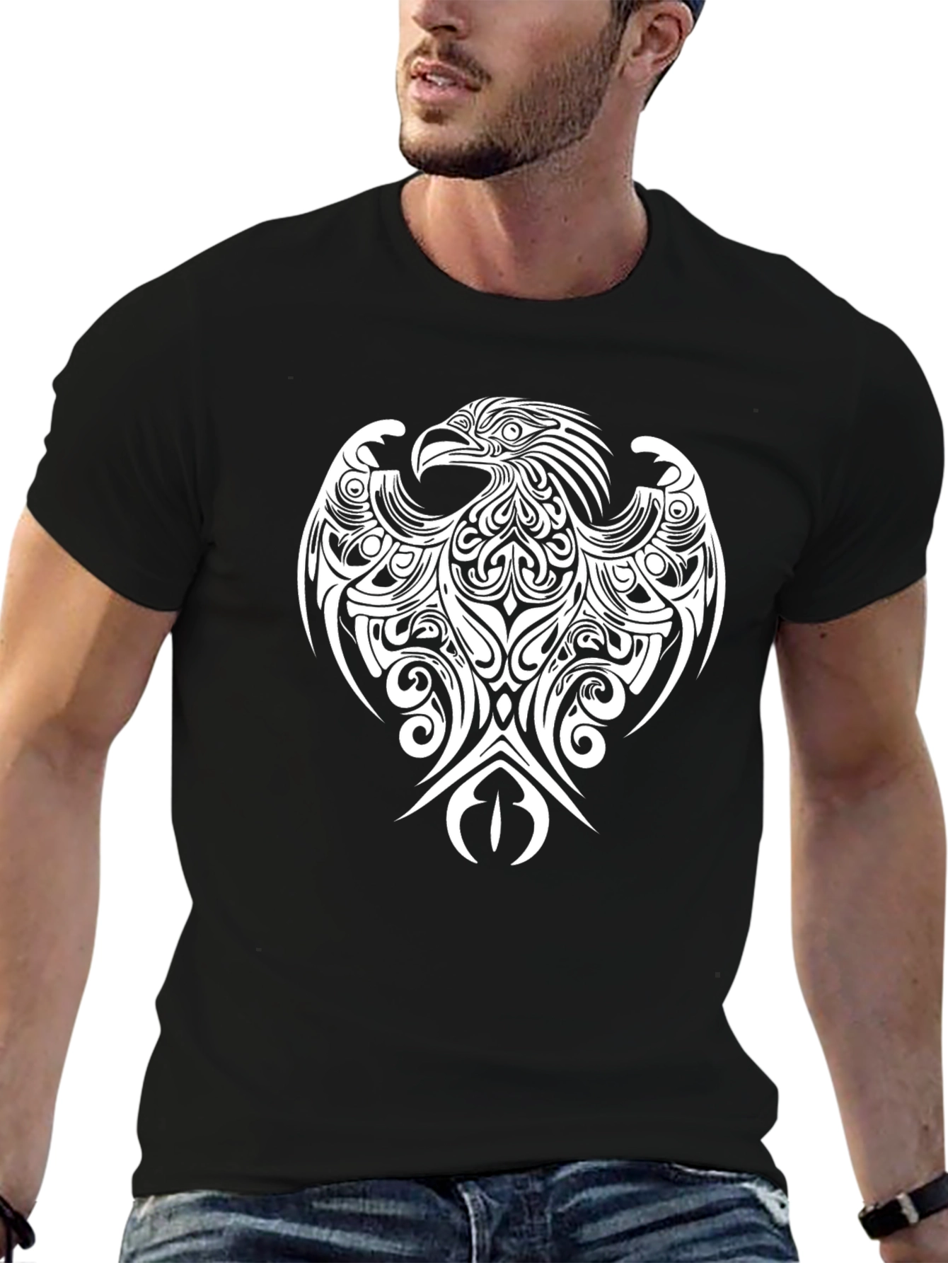 Tribal Eagle Graphic Tee - Black