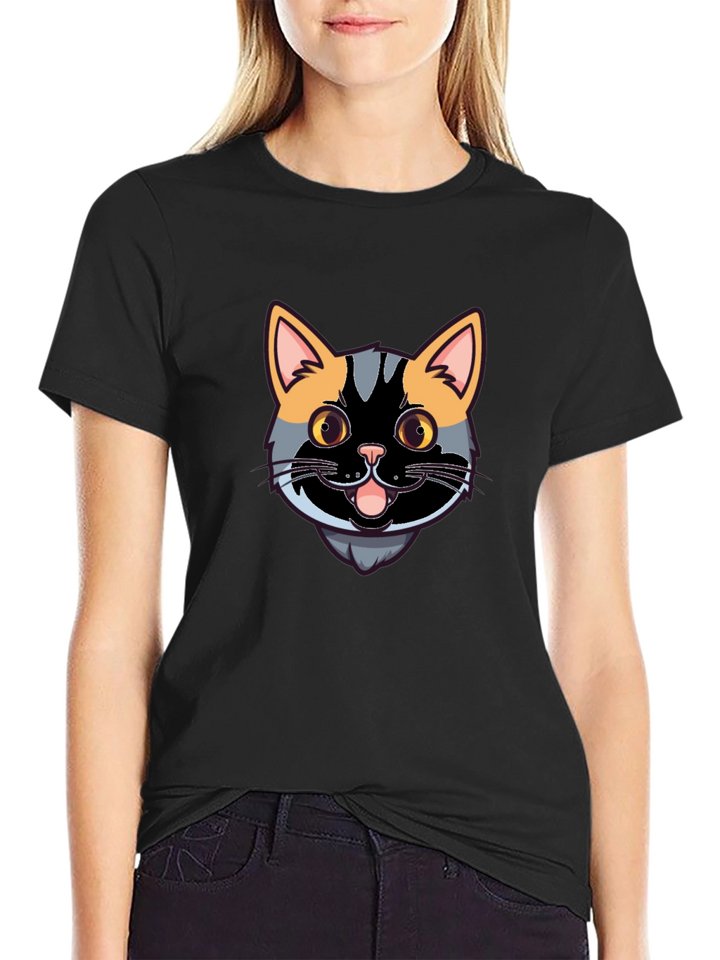 Cool Cat Graphic Tee - Black Casual Shirt