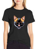 Cool Cat Graphic Tee - Black Casual Shirt