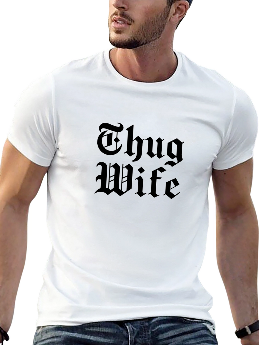 Thug Wife Graphic Tee - Black Cotton Blend