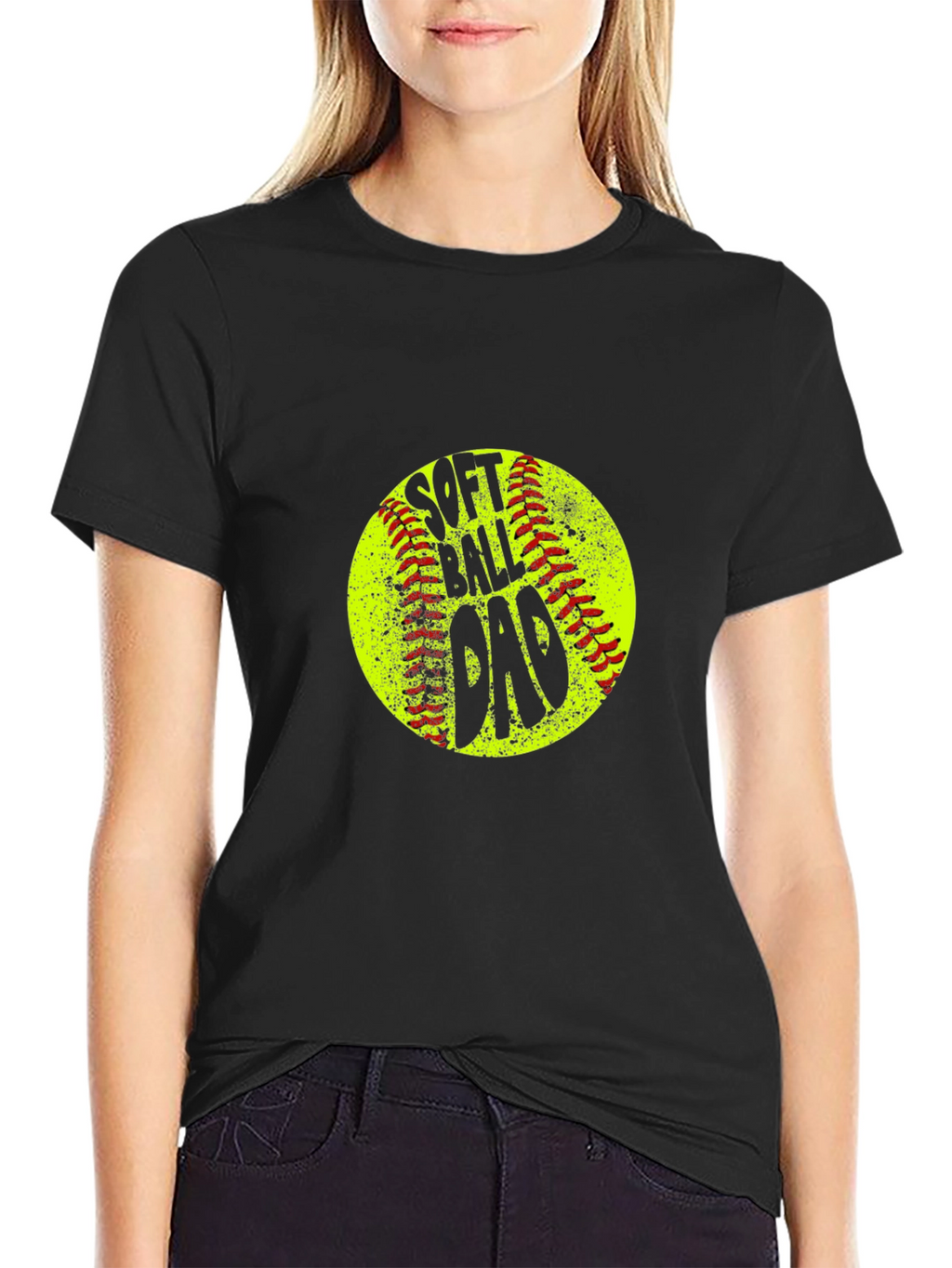 Softball Dad T-Shirt - Black Crew Neck Tee