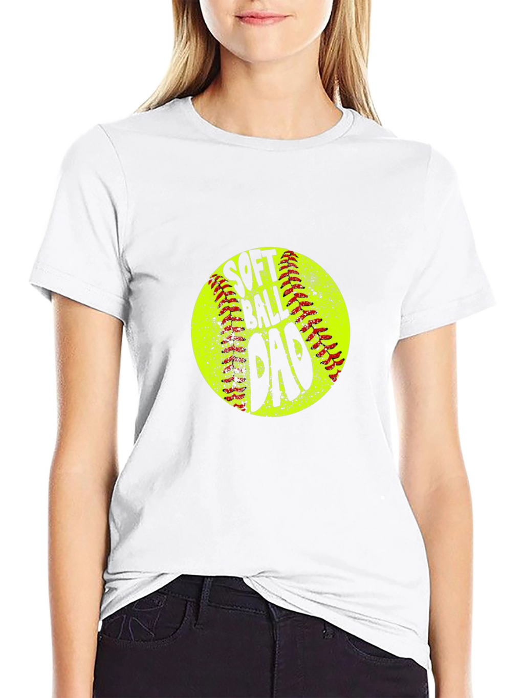 Softball Dad T-Shirt - Black Crew Neck Tee