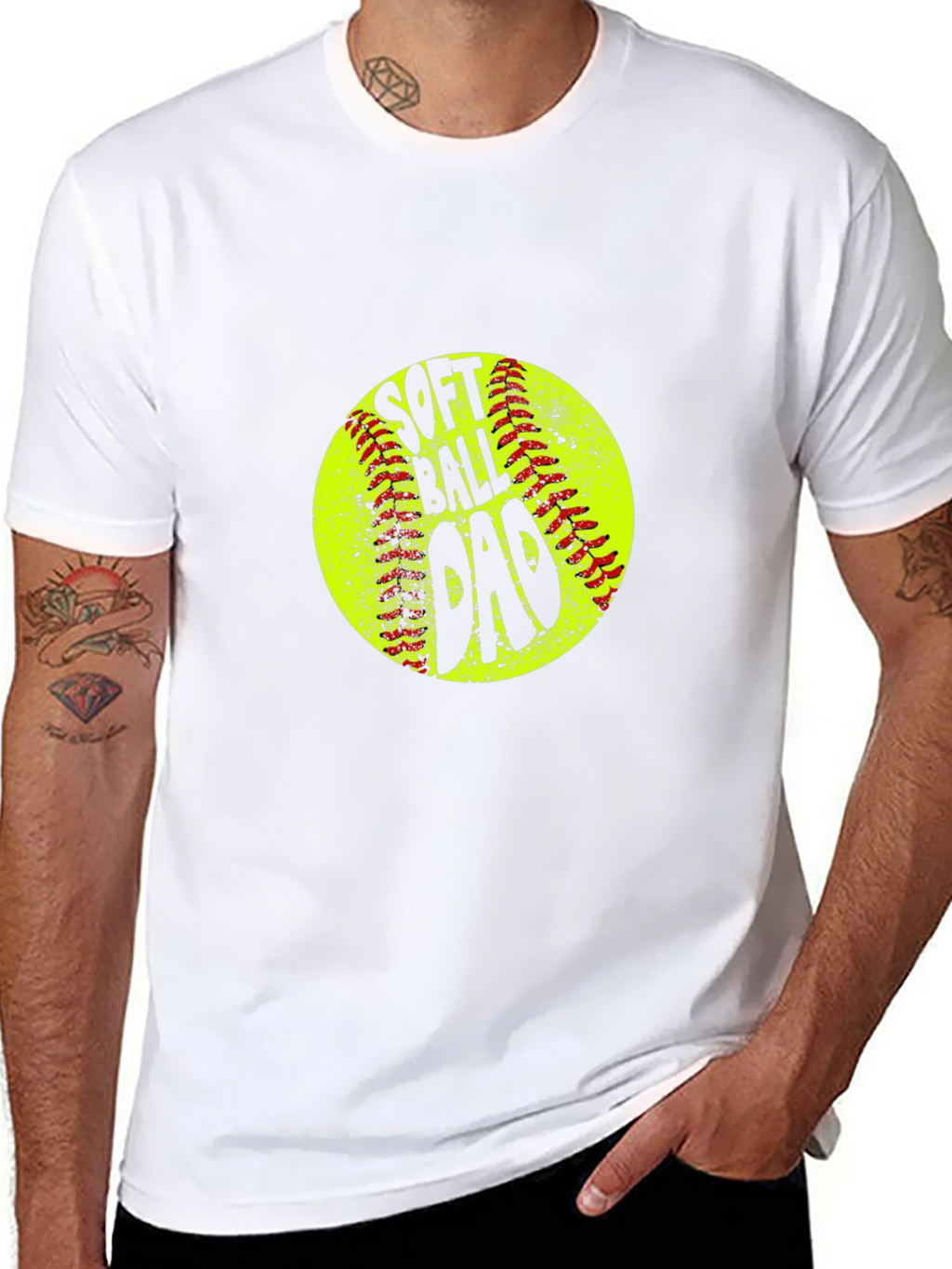 Softball Dad T-Shirt - Black Crew Neck Tee