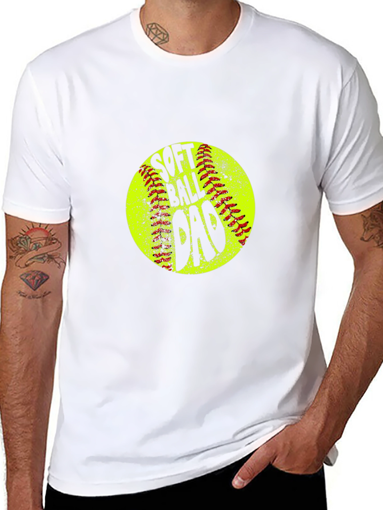 Softball Dad T-Shirt - Black Crew Neck Tee