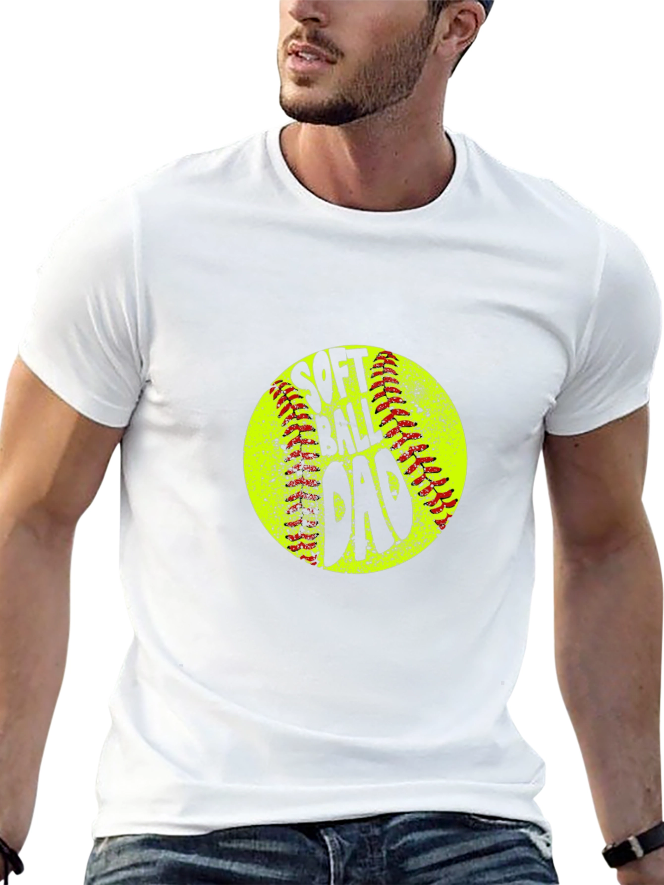 Softball Dad T-Shirt - Black Crew Neck Tee