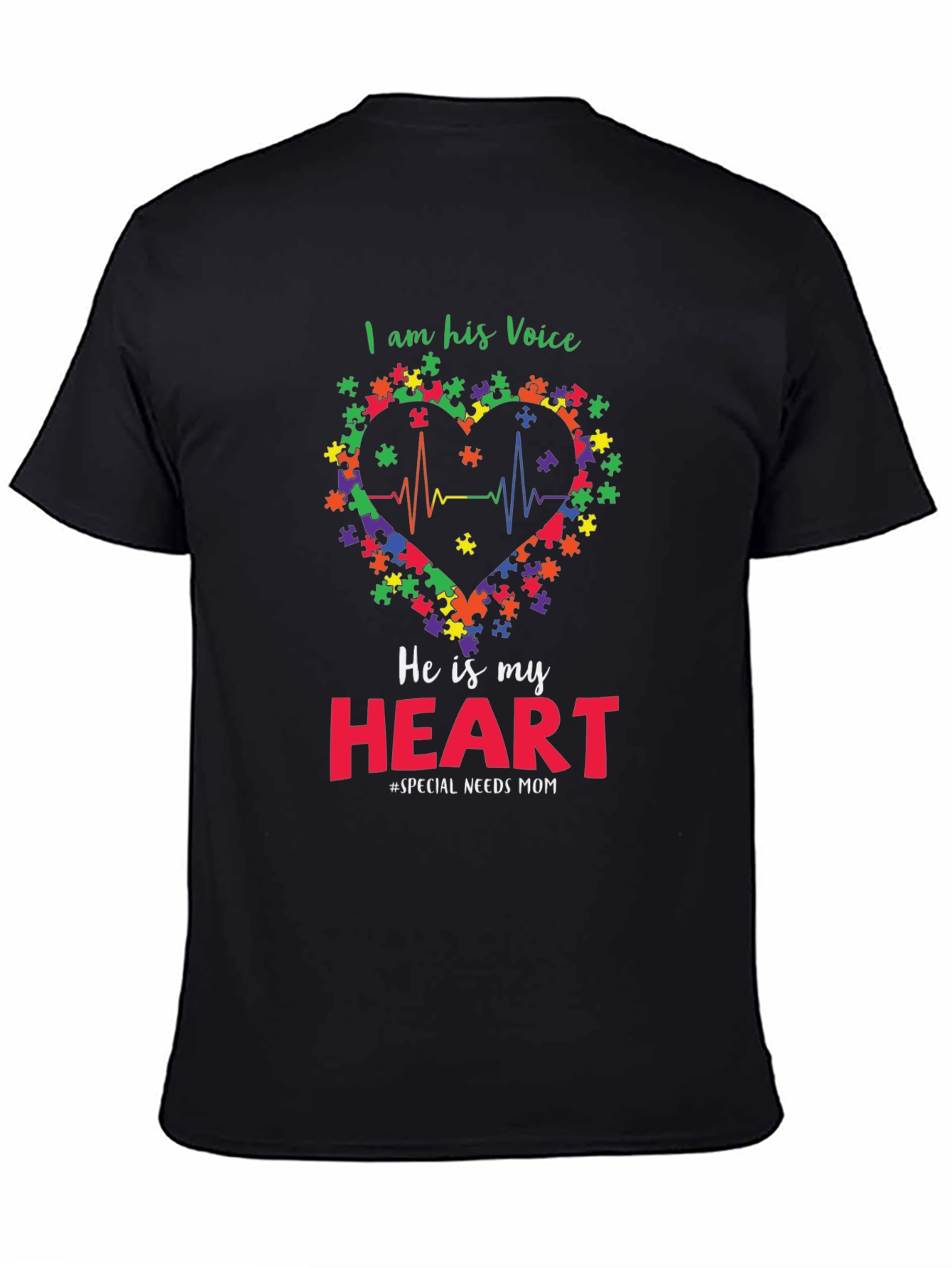 Autism Awareness T-Shirt: I Am His Voice Heart Tee