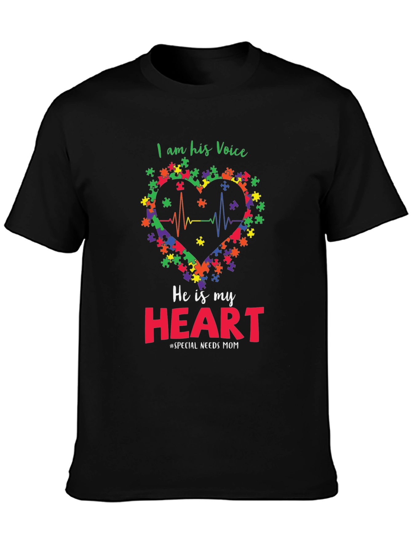 Autism Awareness T-Shirt: I Am His Voice Heart Tee