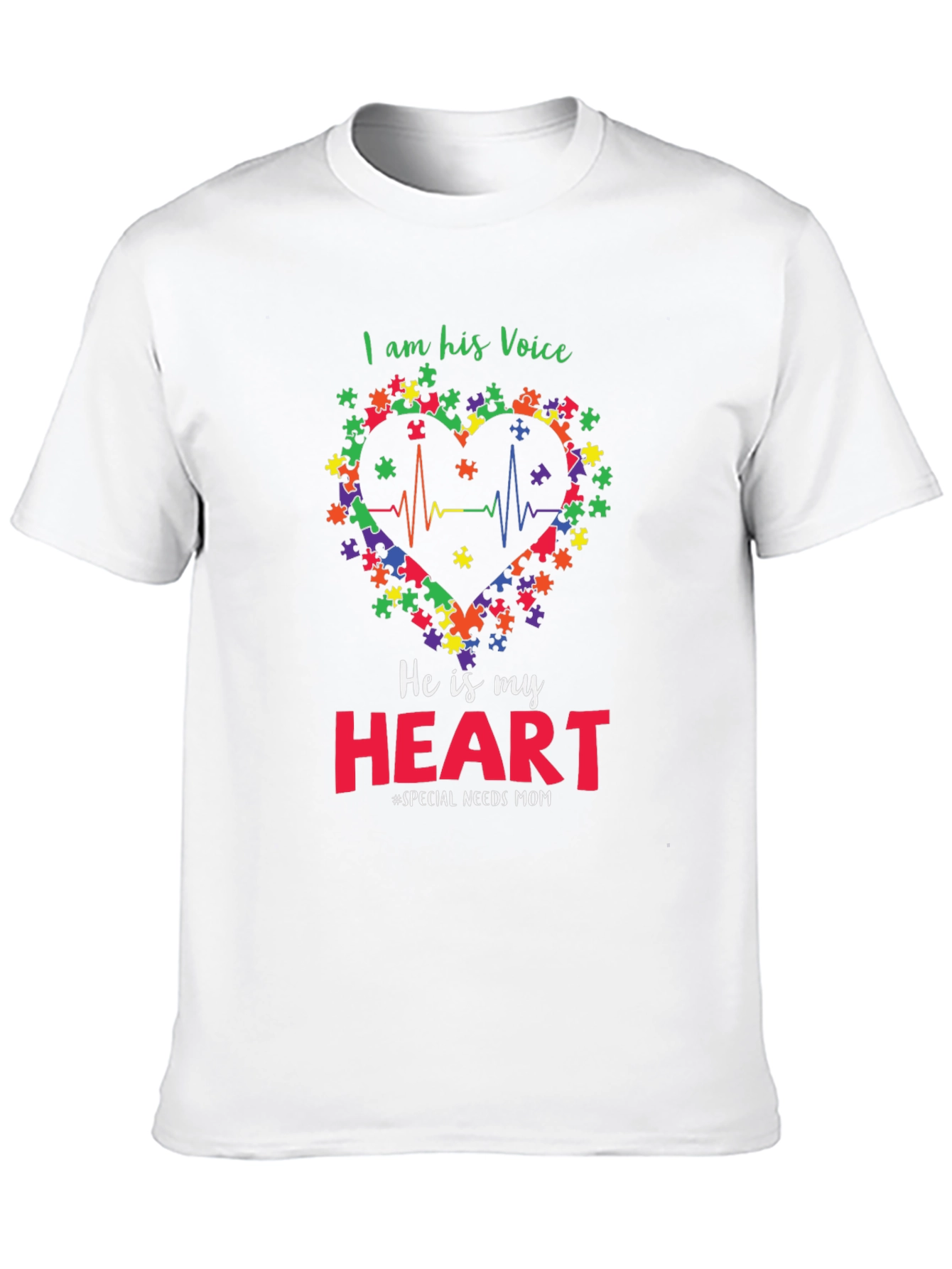 Autism Awareness T-Shirt: I Am His Voice Heart Tee