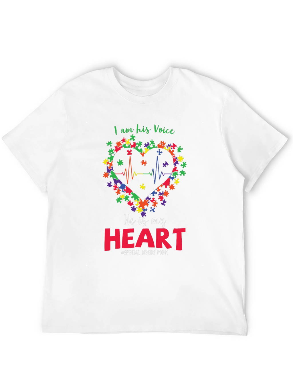 Autism Awareness T-Shirt: I Am His Voice Heart Tee