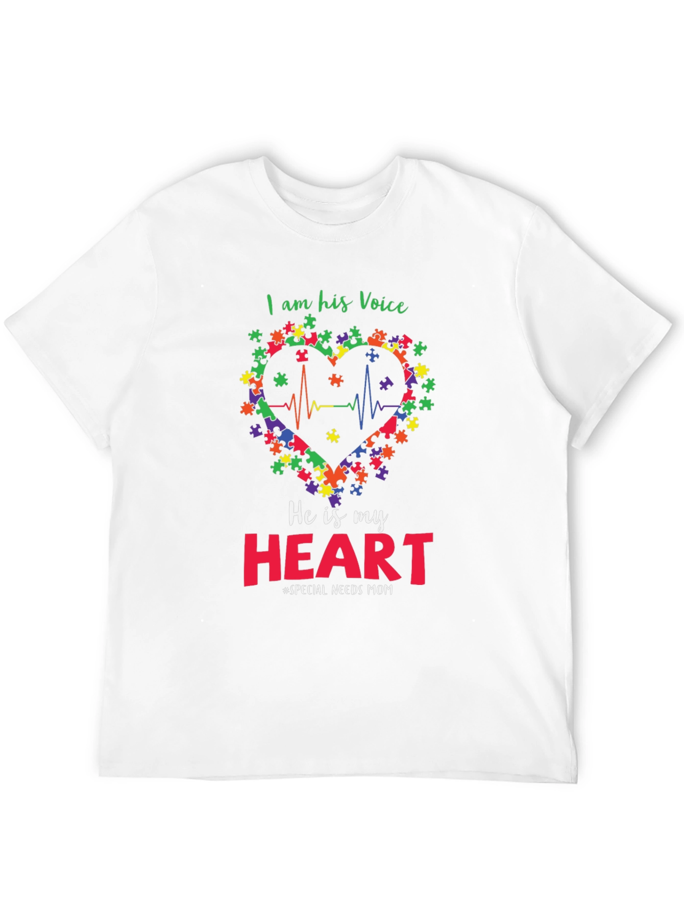 Autism Awareness T-Shirt: I Am His Voice Heart Tee