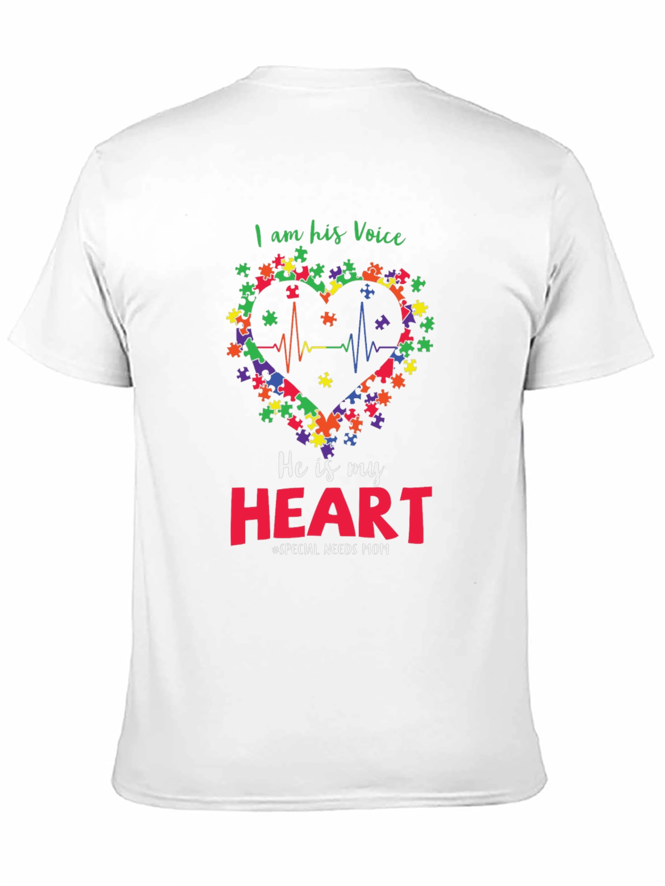 Autism Awareness T-Shirt: I Am His Voice Heart Tee
