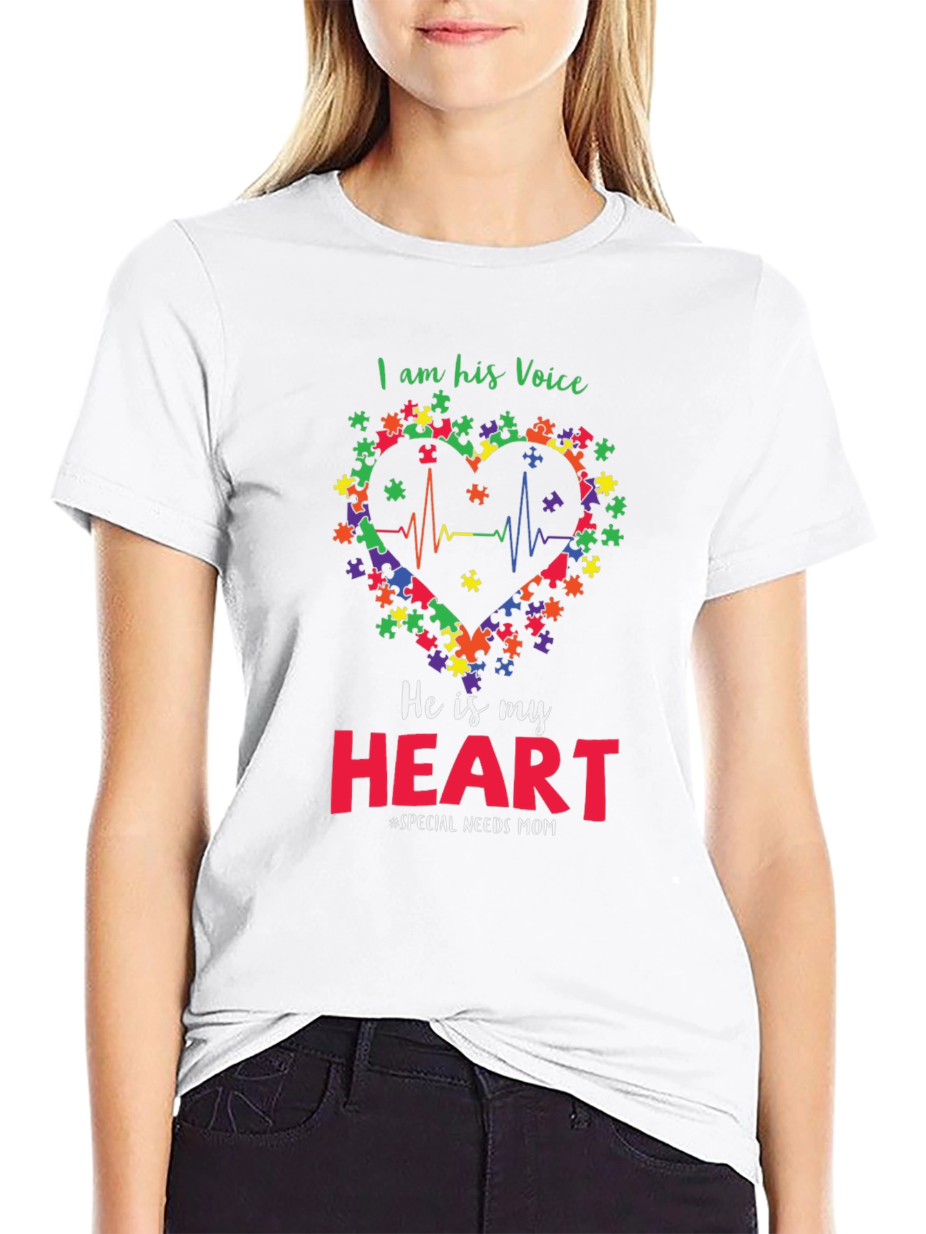 Autism Awareness T-Shirt: I Am His Voice Heart Tee