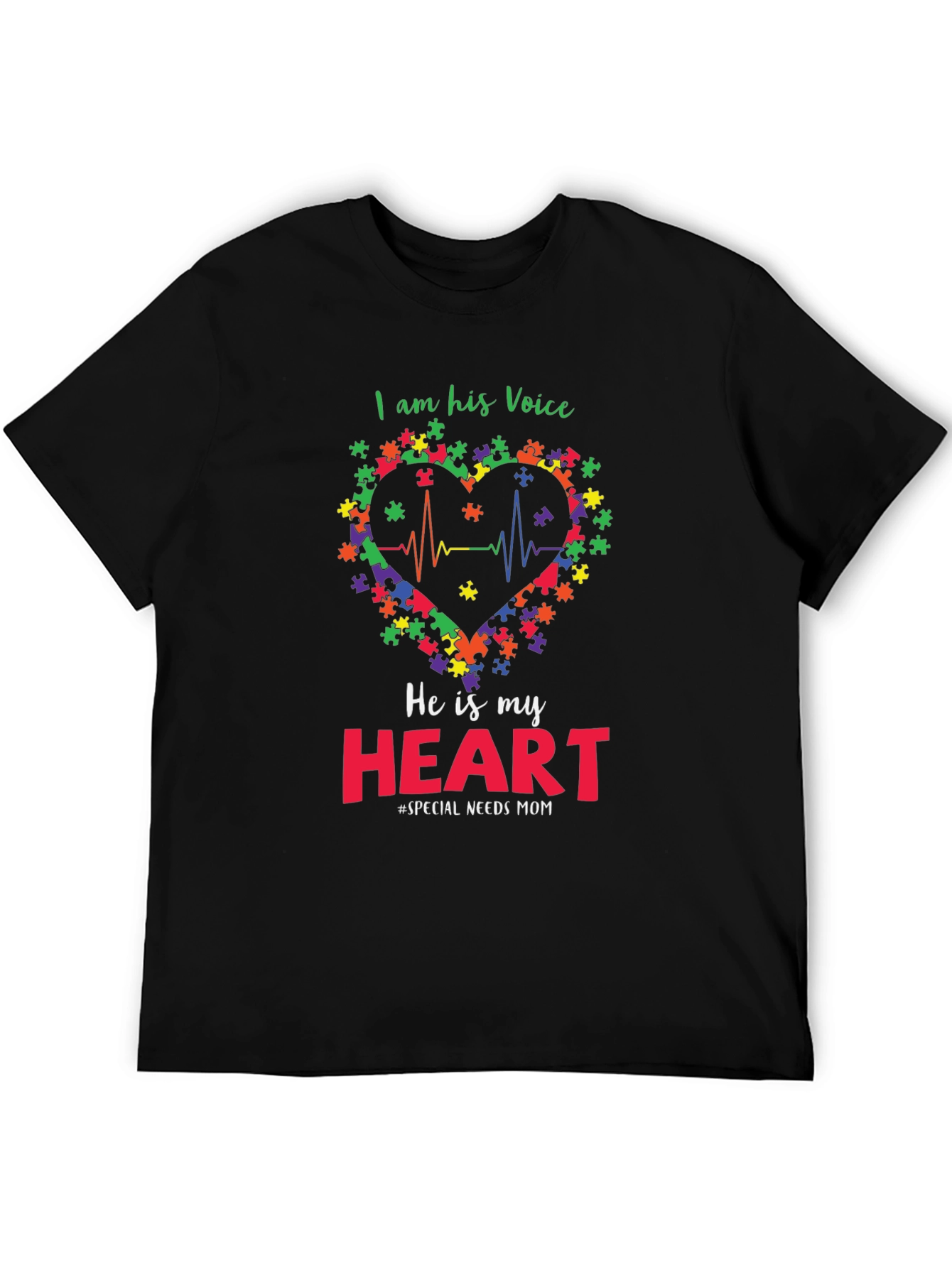 Autism Awareness T-Shirt: I Am His Voice Heart Tee