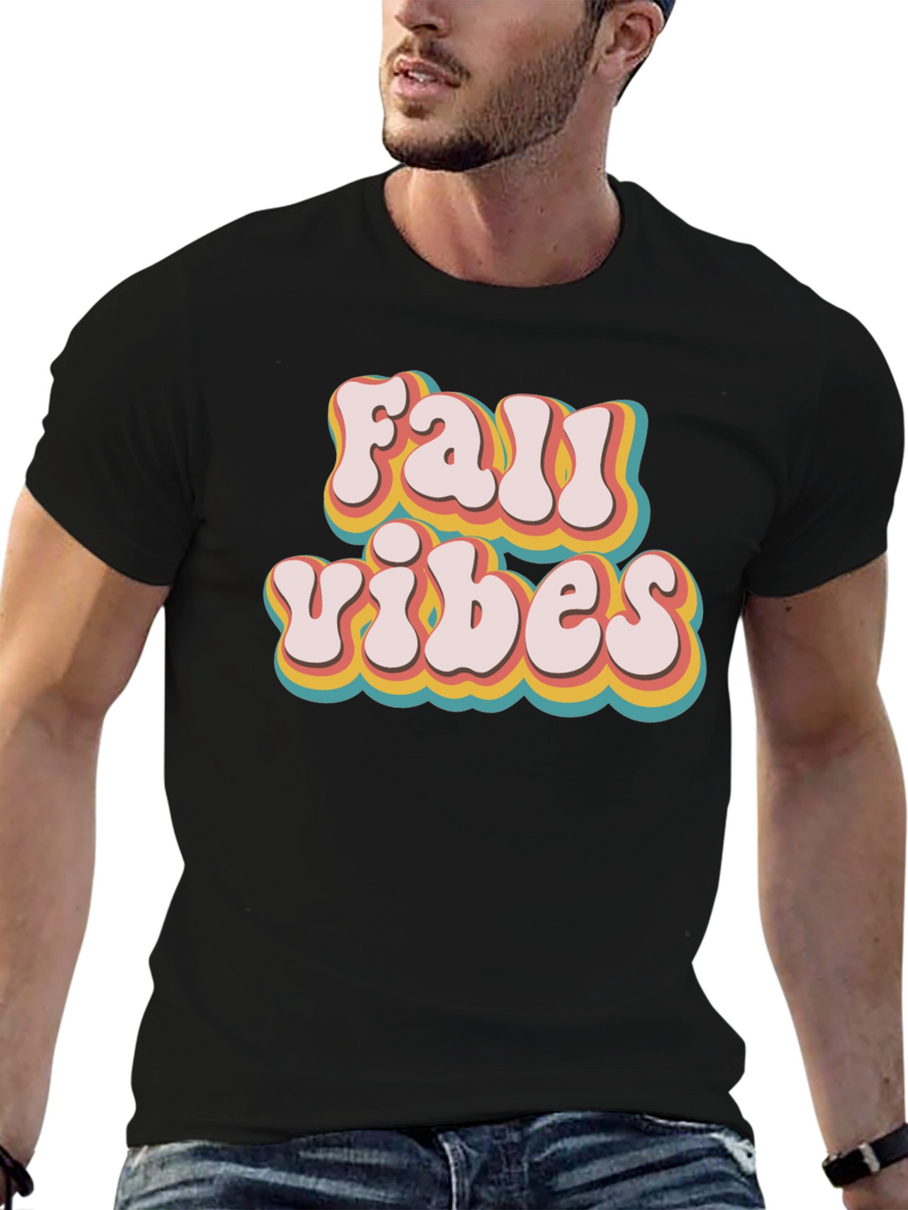 Retro Fall Vibes Black T-Shirt