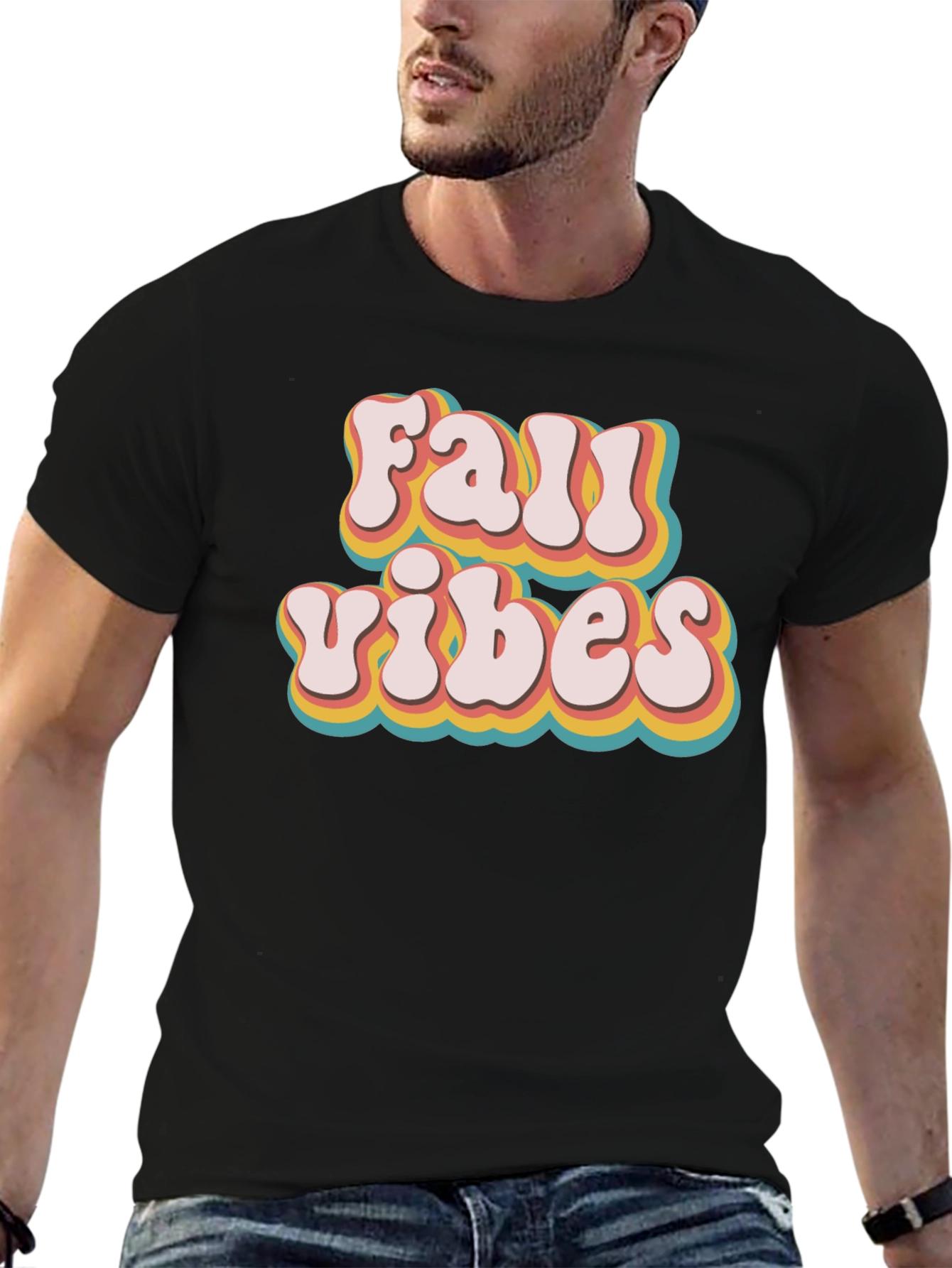 Retro Fall Vibes Black T-Shirt